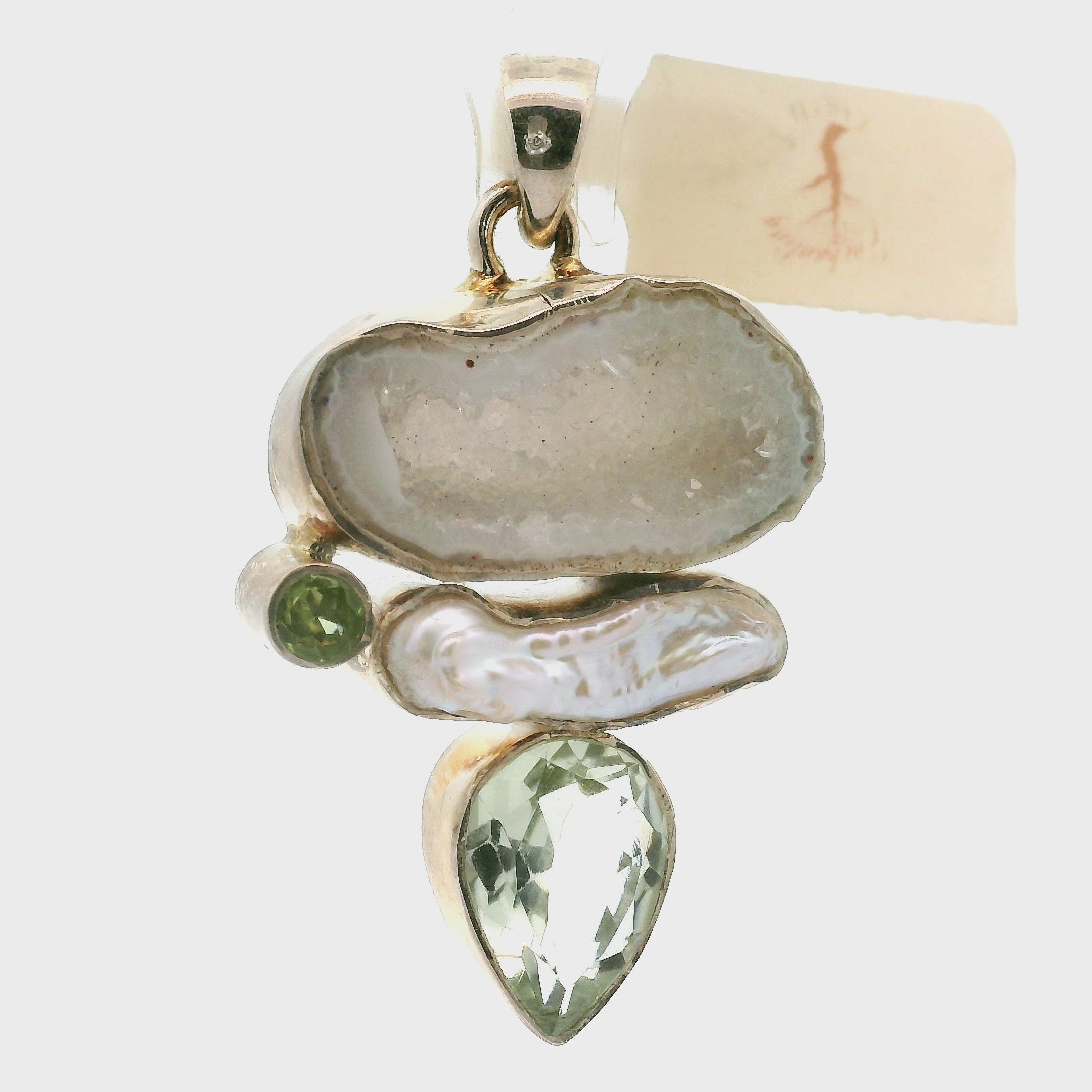Pearl Multi-Stone Pendant .925 Silver for Embracing your Feminine Power, Memory and Peace of Mind