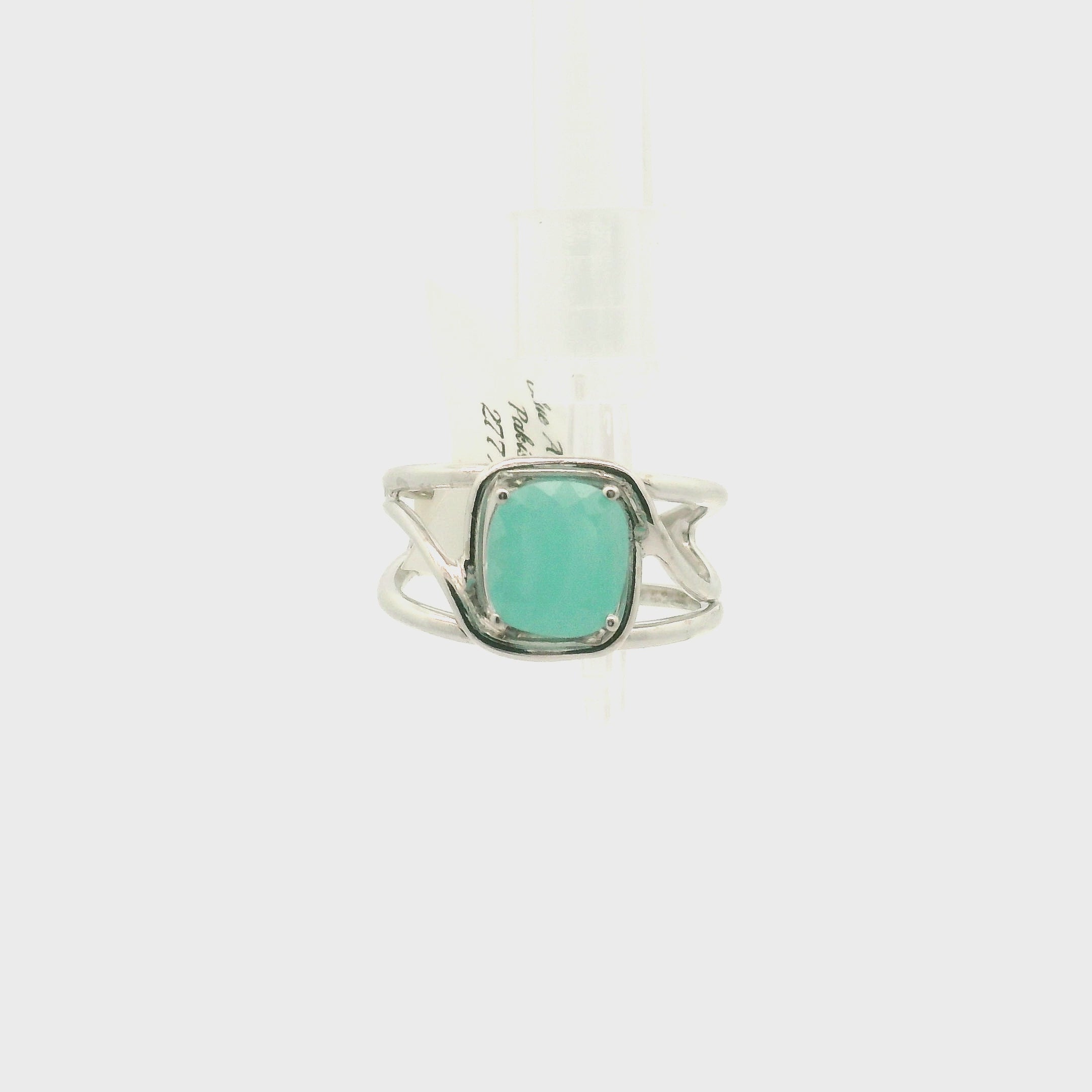 Blue Aragonite Cuff Ring 925 Silver for Peace and Calm