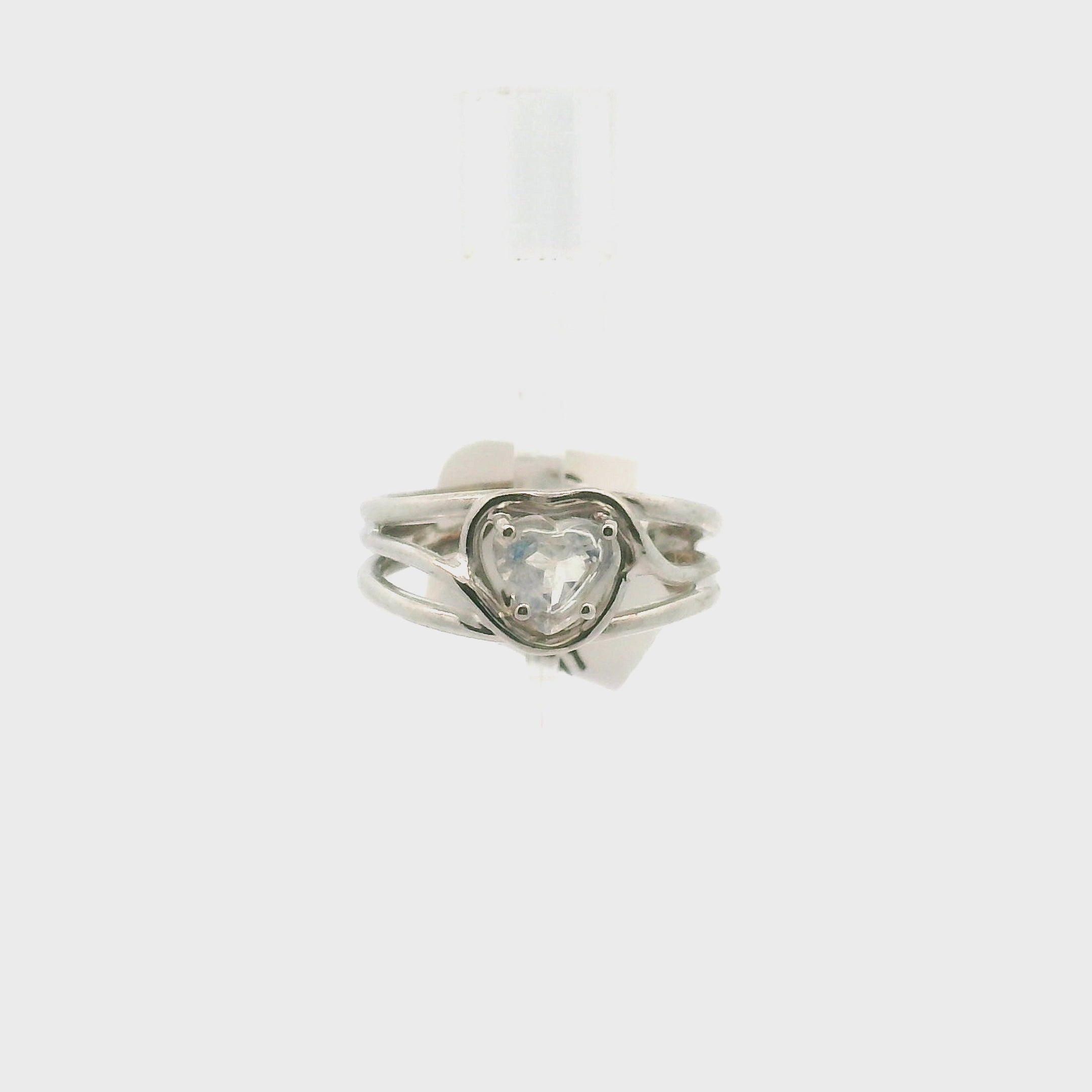 Moonstone Heart Midi Cuff Ring .925 Silver for Purification and Harmony