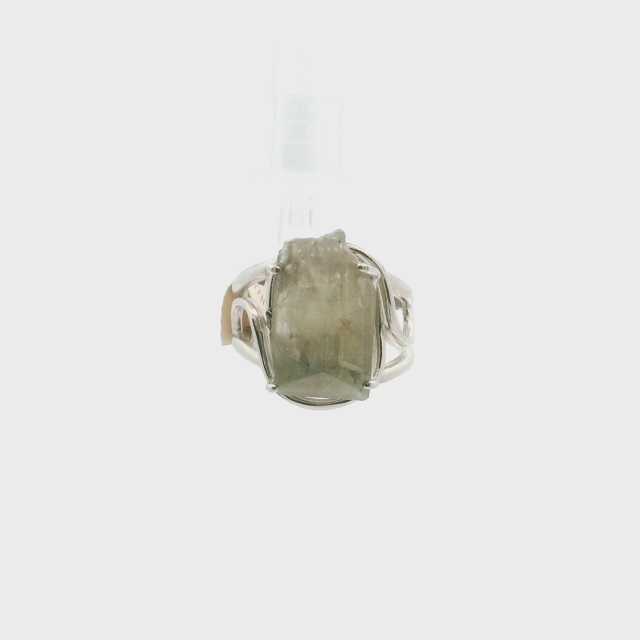 Blue Danburite Cuff Ring .925 Silver for Connection with Higher Realms, Peace and Self Acceptance
