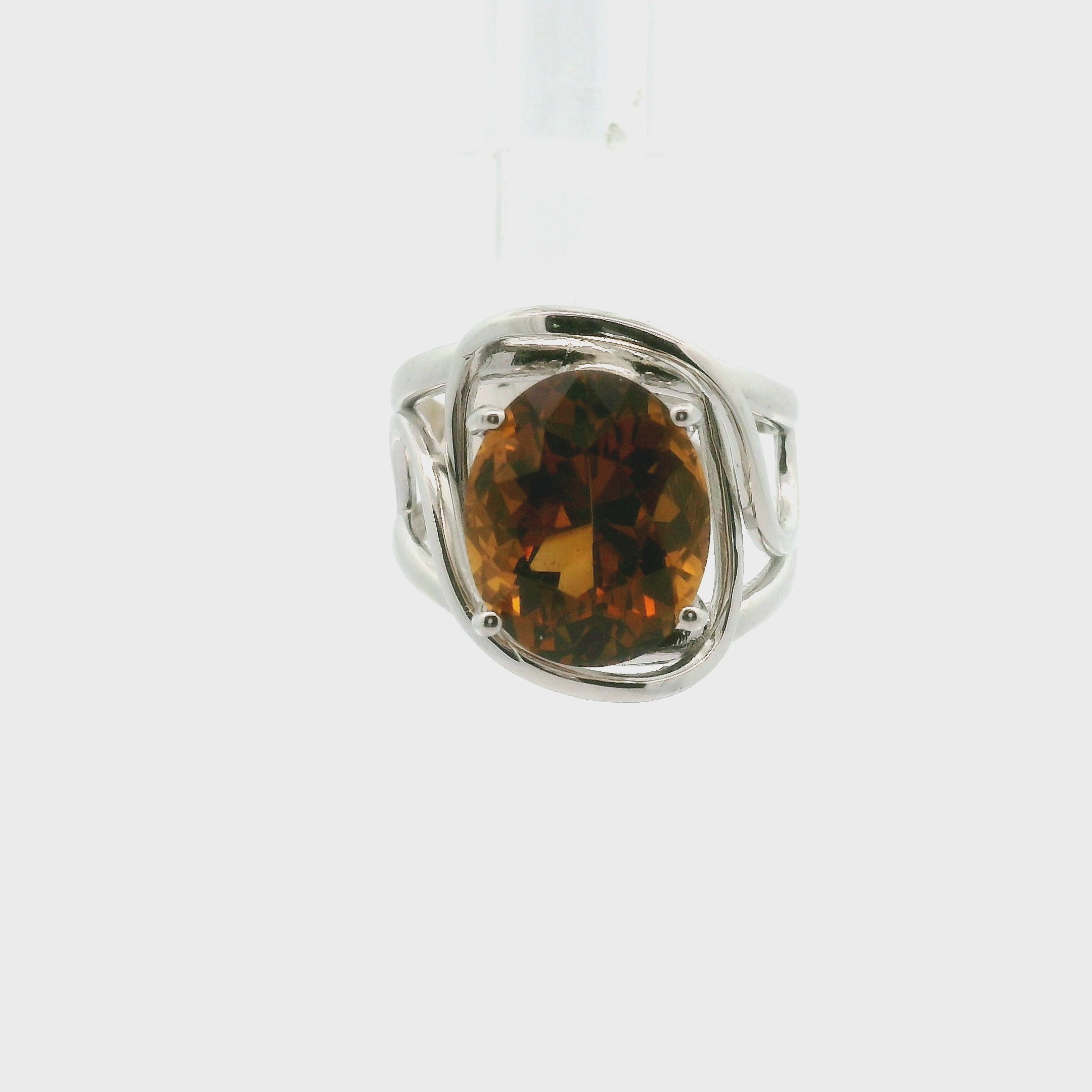 Zambian Citrine Radiant Cut Cuff Ring .925 Silver for Abundance, Intuition, Luck and Protection
