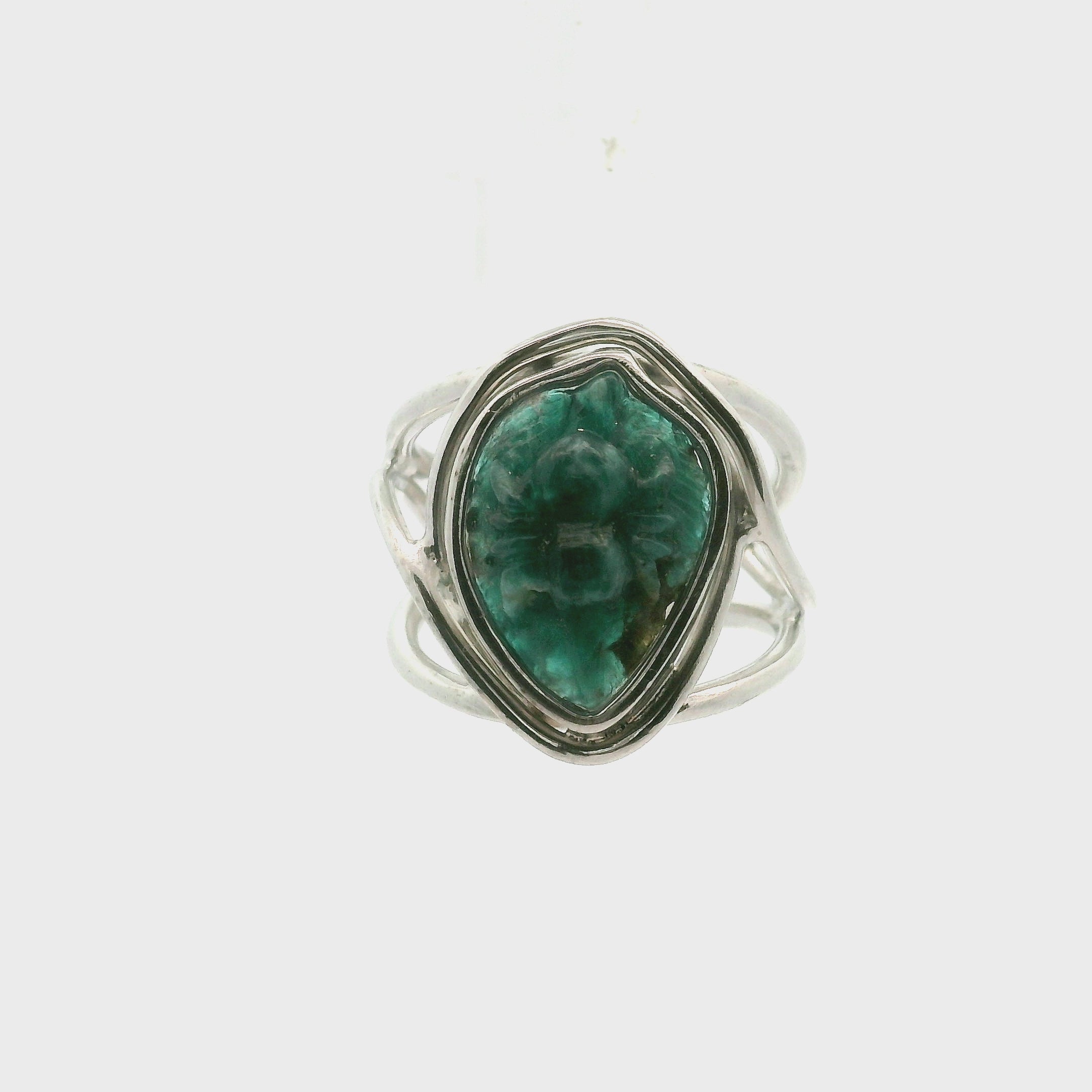 Grandidierite Spider Cuff Ring .925 Silver for Enhancing Intuition and Weaving of Personal Destiny