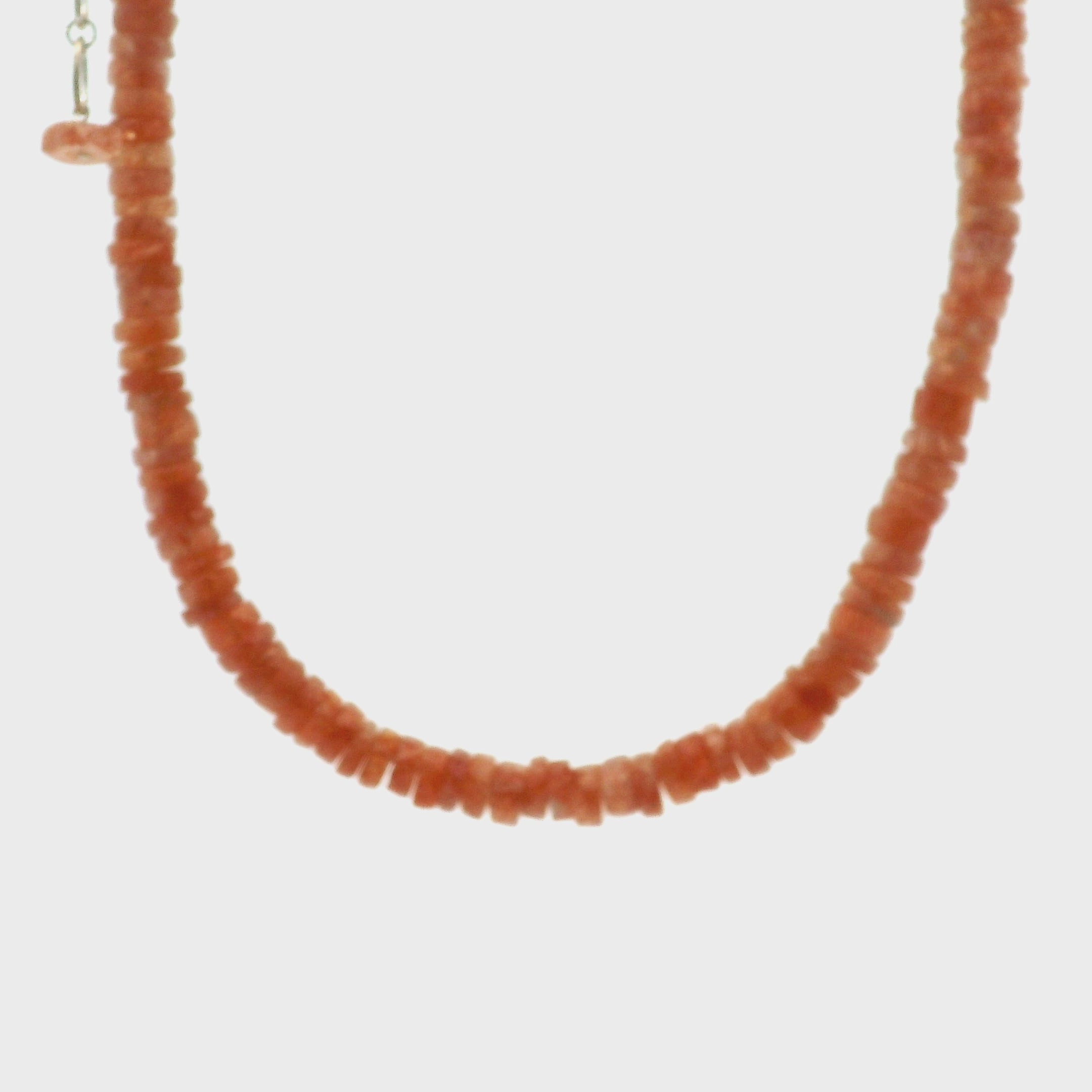 Sunstone Heishi Necklace 925 Silver for Wealth and Prosperity