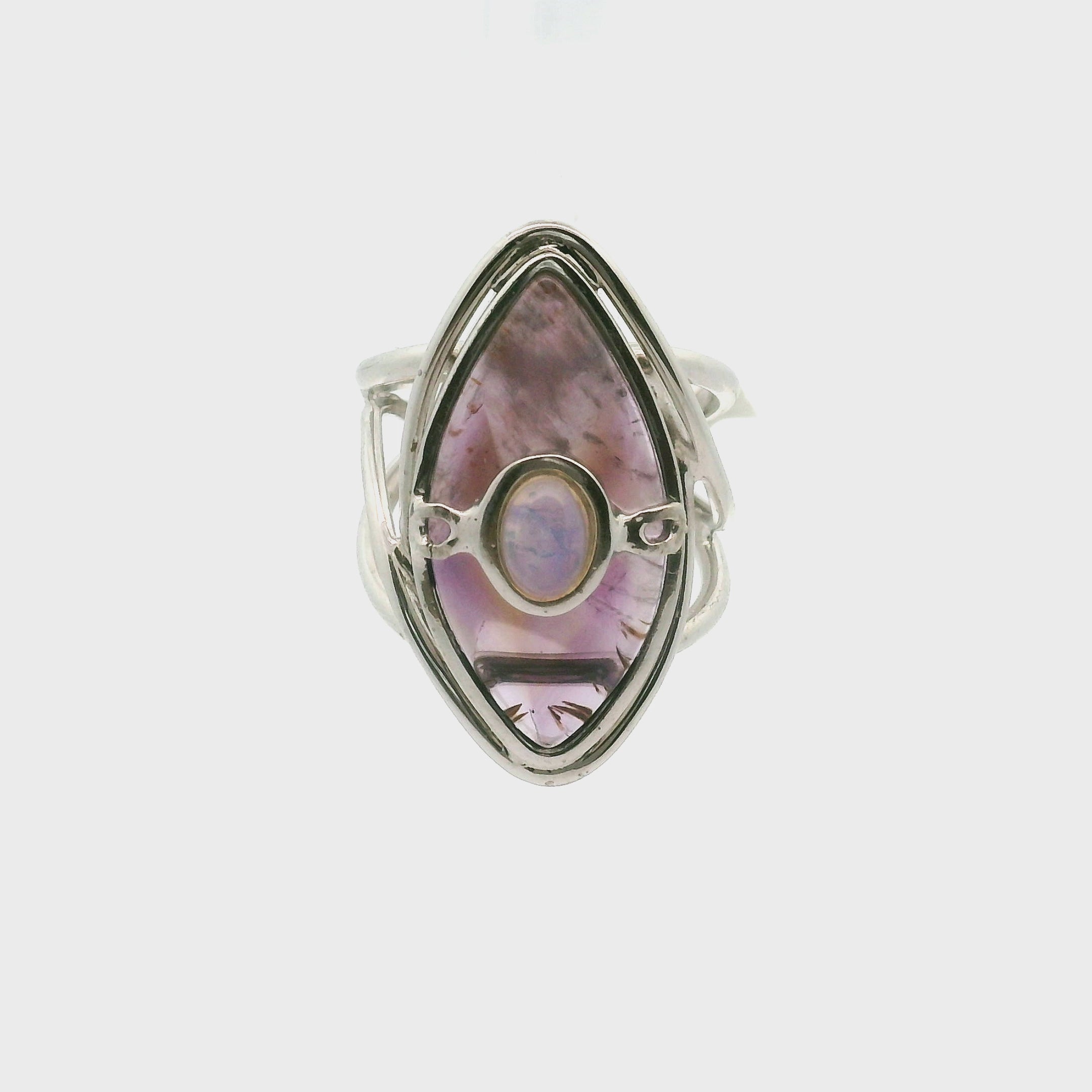 Super 7 with Opal Cuff Ring .925 Silver for Creating Your Dream Life and Angelic Guidance