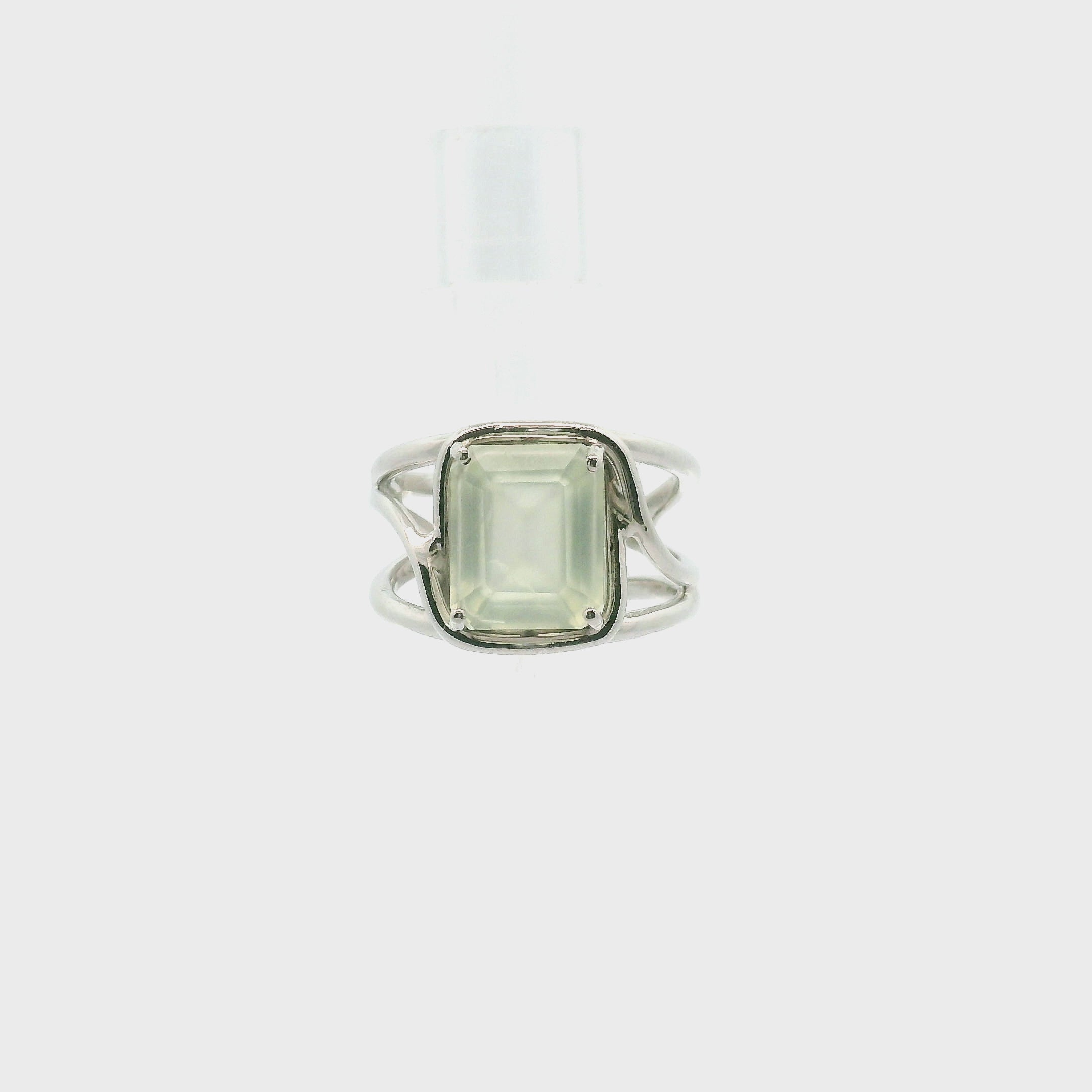 Australian Prehnite Midi Cuff Ring .925 Silver for Heart Healing and Rejuvenation