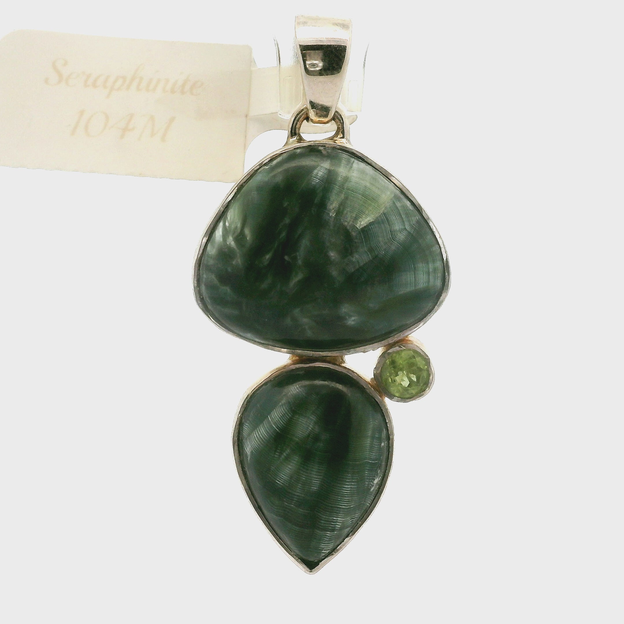 Seraphinite with Peridot Pendant .925 Silver for Spiritual Advancement, Healing and Harmony