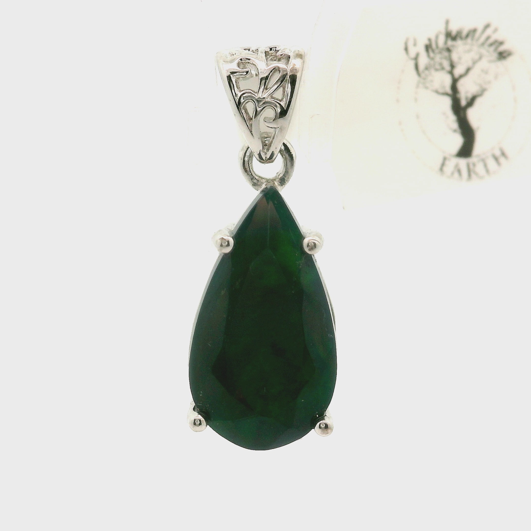 Black Opal (Heated) Pendant .925 Silver for Good Luck, Protection and Joy