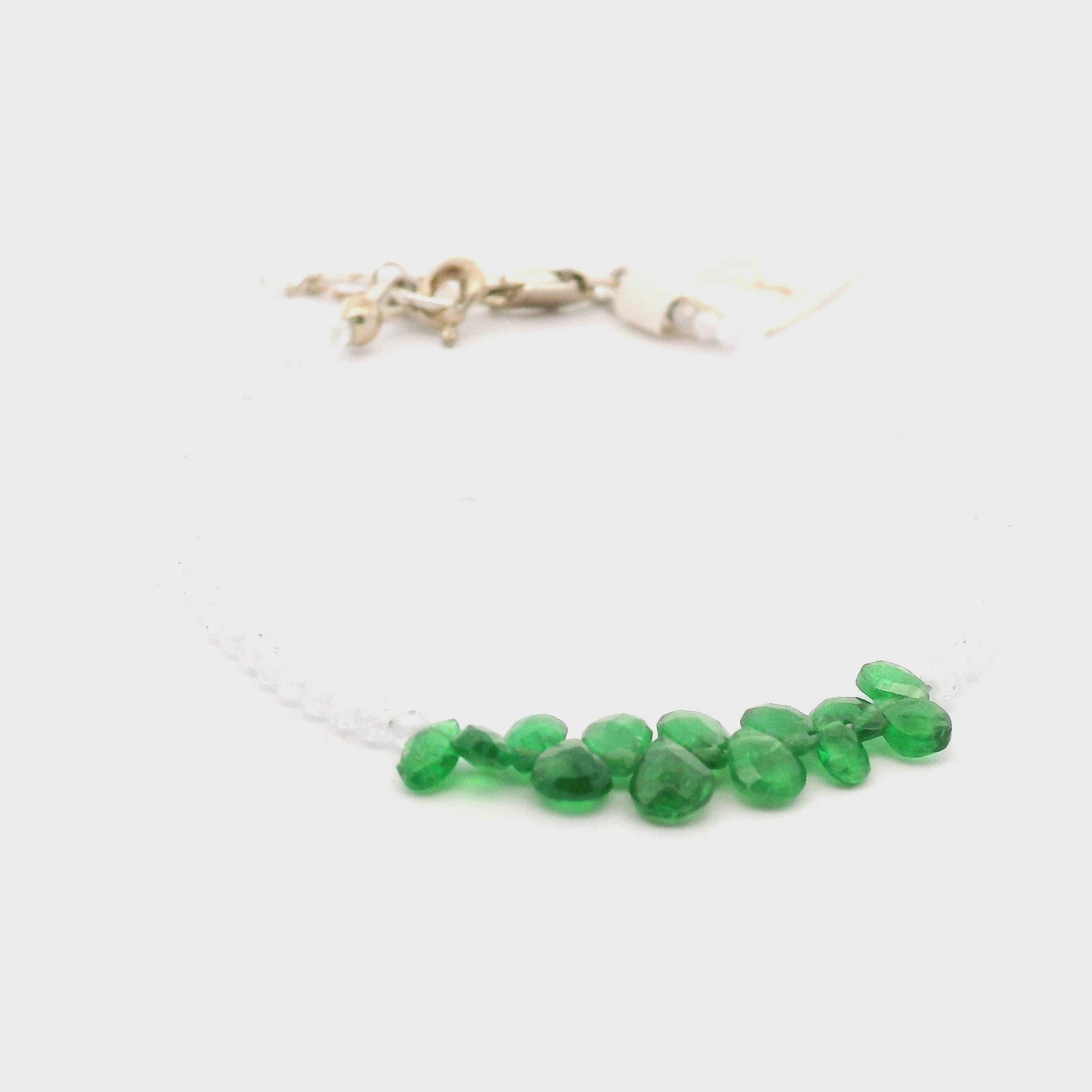 Tsavorite Briolette and White Zircon Micro Faceted Bracelet for Compassion & Loyalty