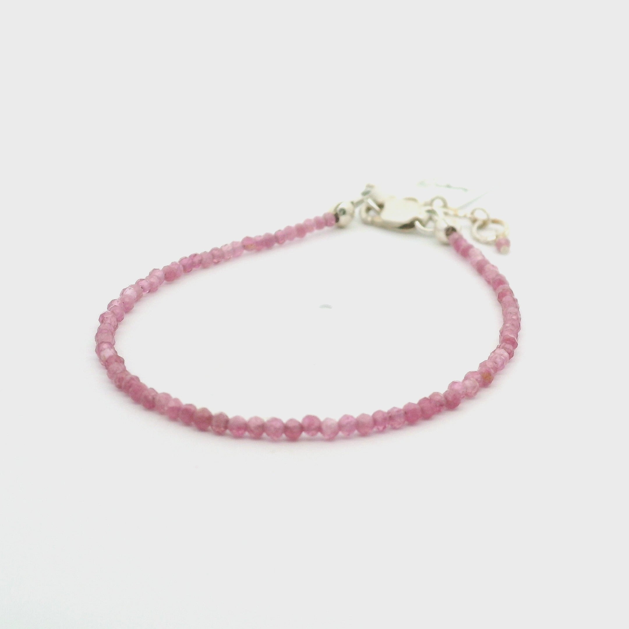Pink Tourmaline Micro Faceted Bracelet 925 Silver for Heart Healing, Kindness & Love