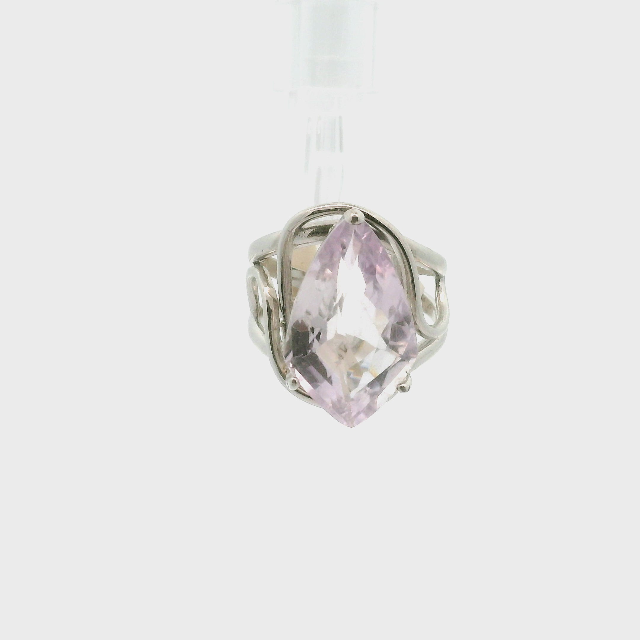 Rose De France Amethyst Cuff Ring .925 Silver for Enhancing Intuition & Connection with Divine