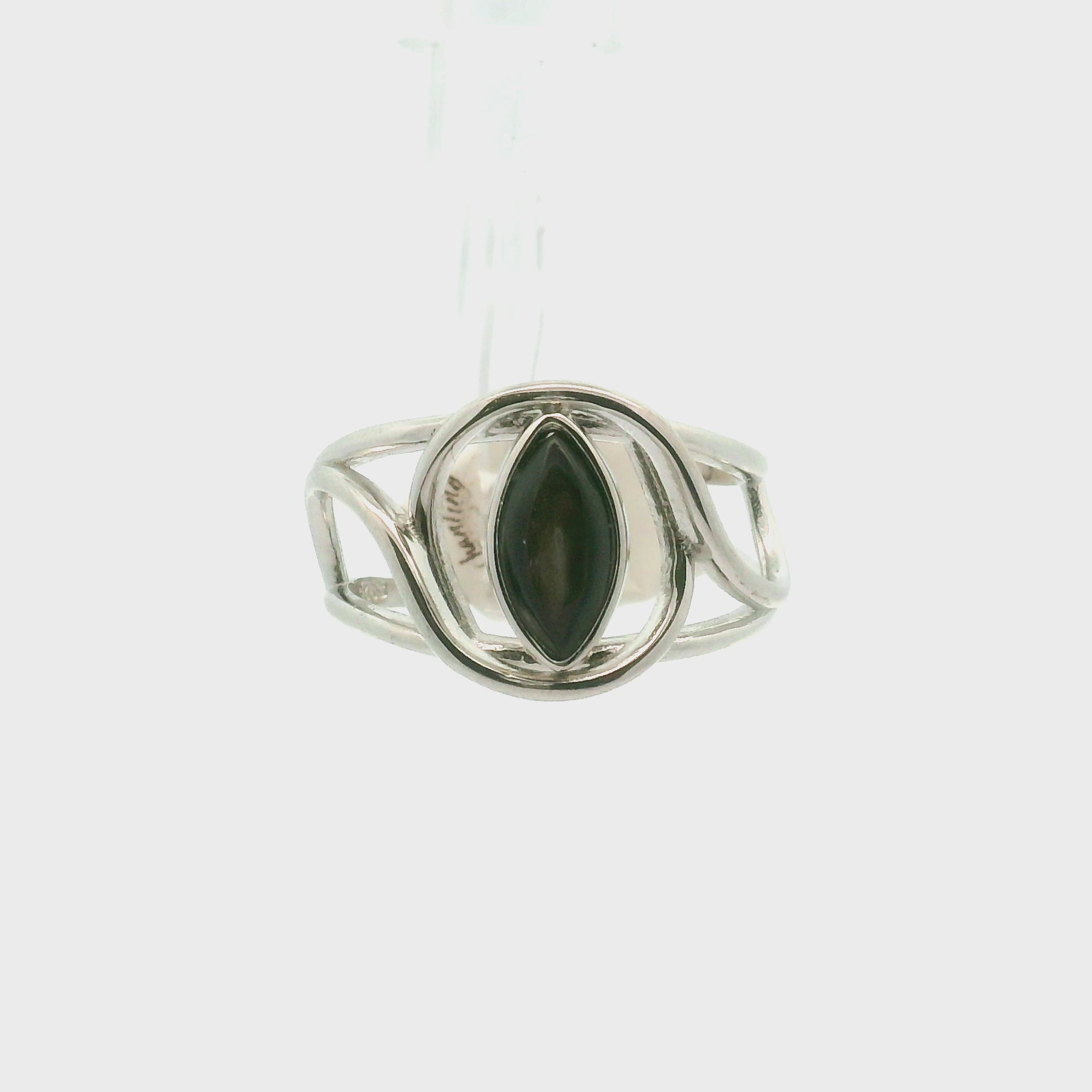 Black Mother of Pearl Cuff Ring .925 Silver for Embracing your Feminine Power, Harmony and Protection