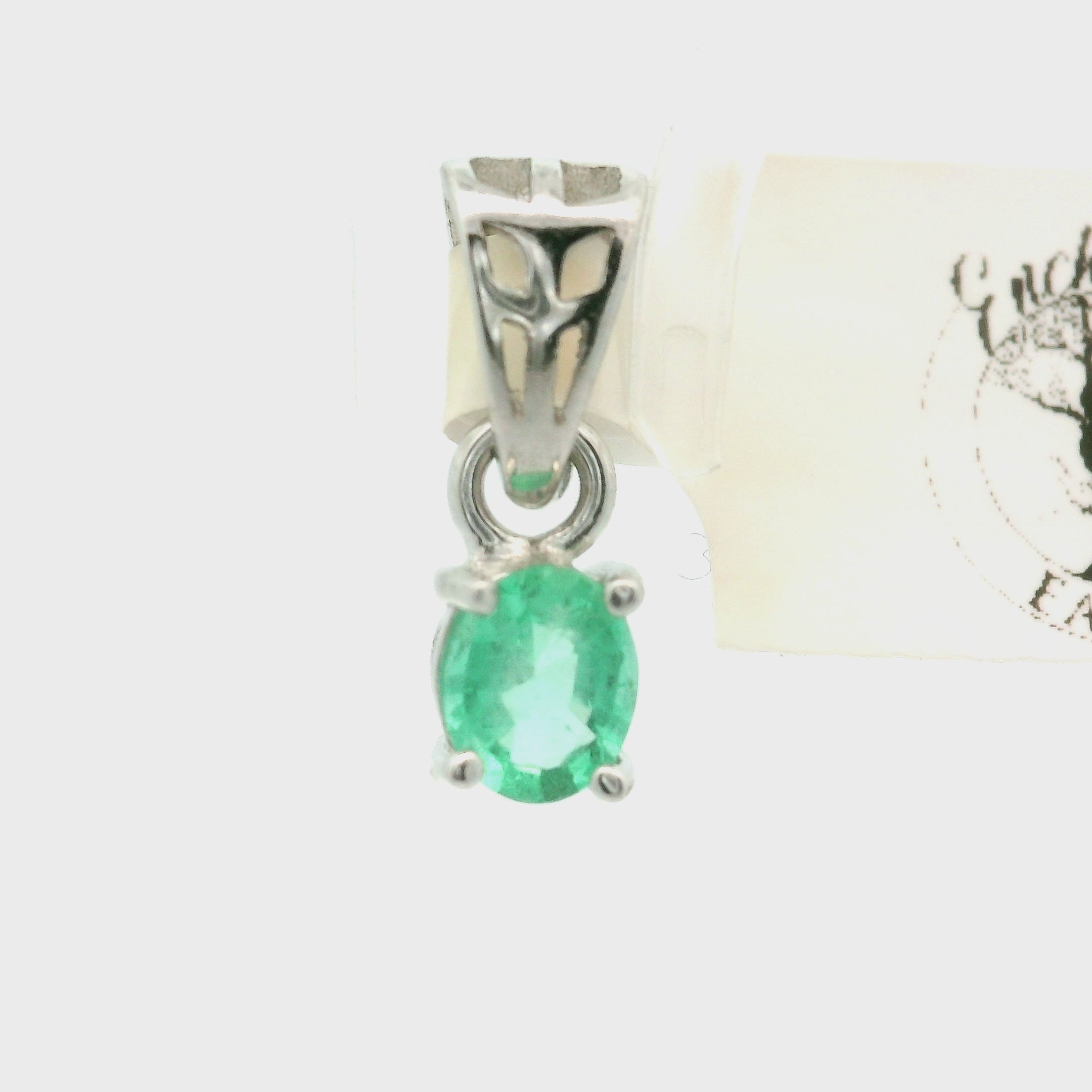Emerald Mini Pendant .925 Sterling Silver for Abundance, Love and Wealth