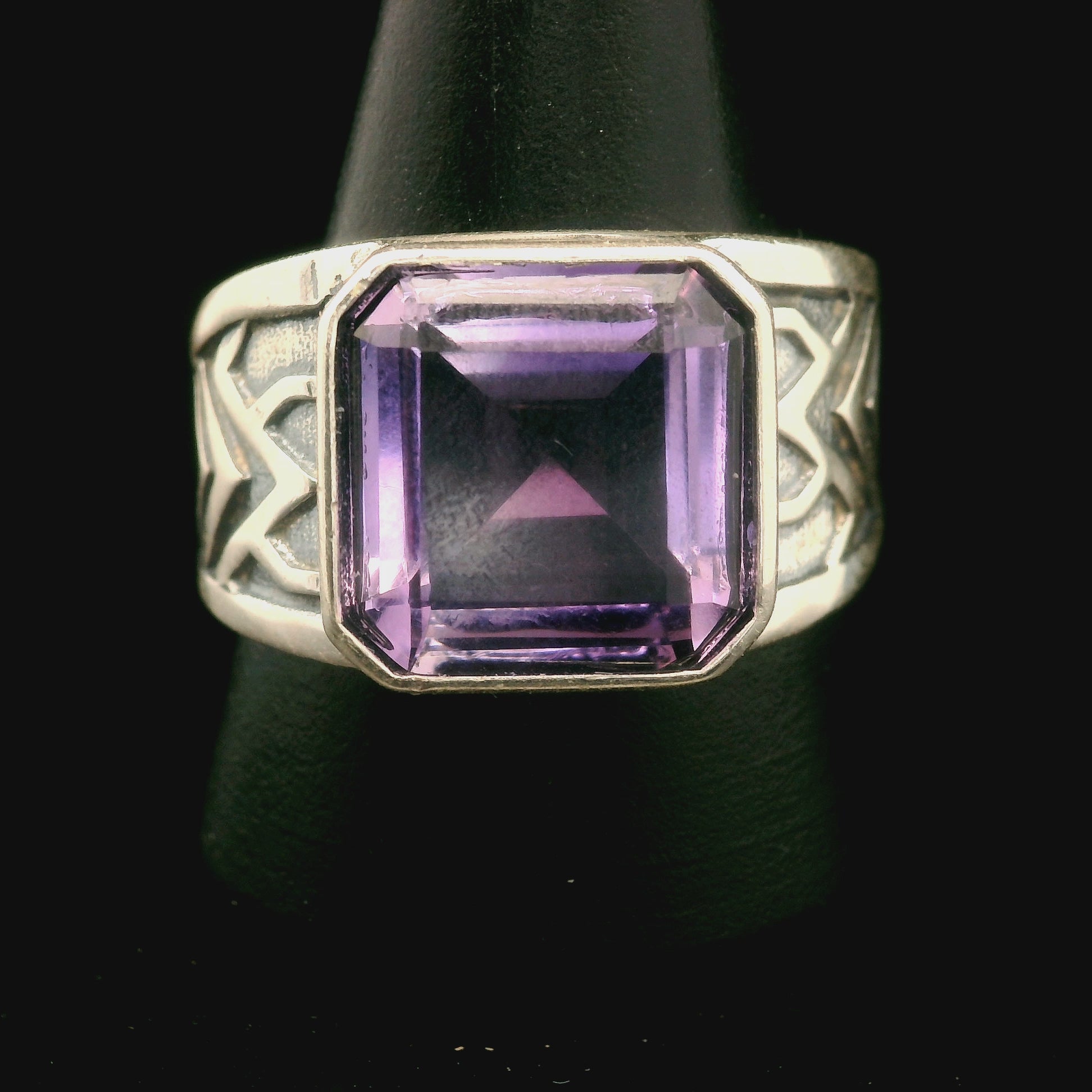 Amethyst Tribal Cuff Ring .925 Silver for Enhancing your Intuitive Gifts
