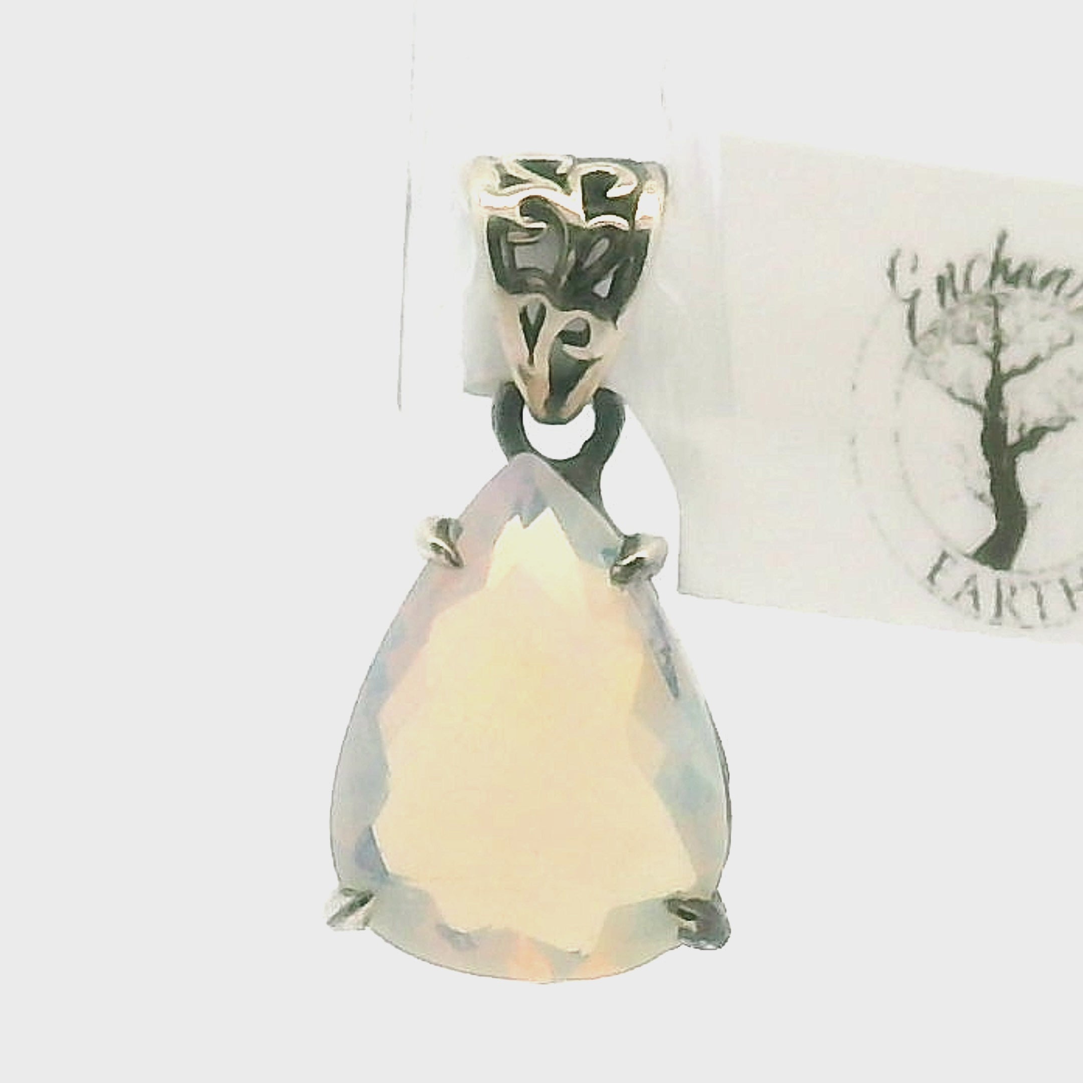 Ethiopian Opal Bad Witch Pendant .925 Silver for Transformation and Aura Balancing
