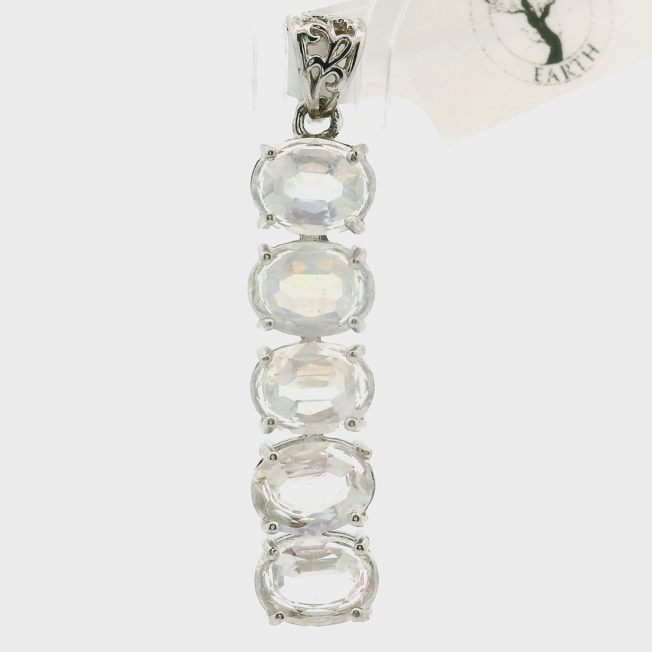 Malagasy Moonstone Multi-stone Oval Stacker Pendant .925 Silver for Healing, Intention Setting and Manifesting your Desires