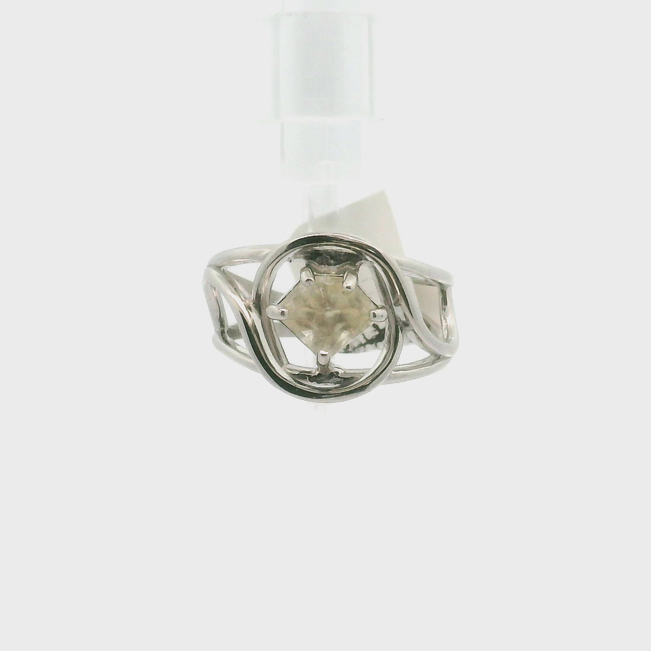 Whewellite Czechia Cuff Ring .925 Silver for Emotional Simplification