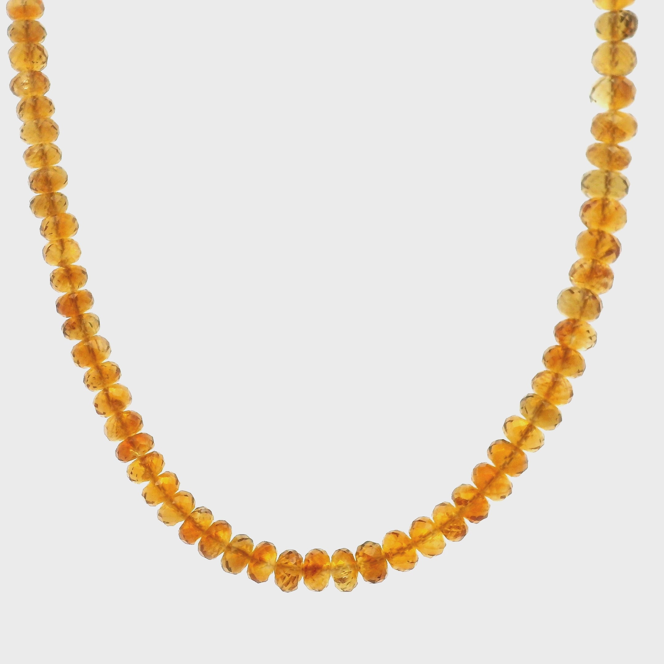Citrine Faceted Rondelle Necklace 925 Silver for Manifesting Success, Abundance, Joy and Wealth