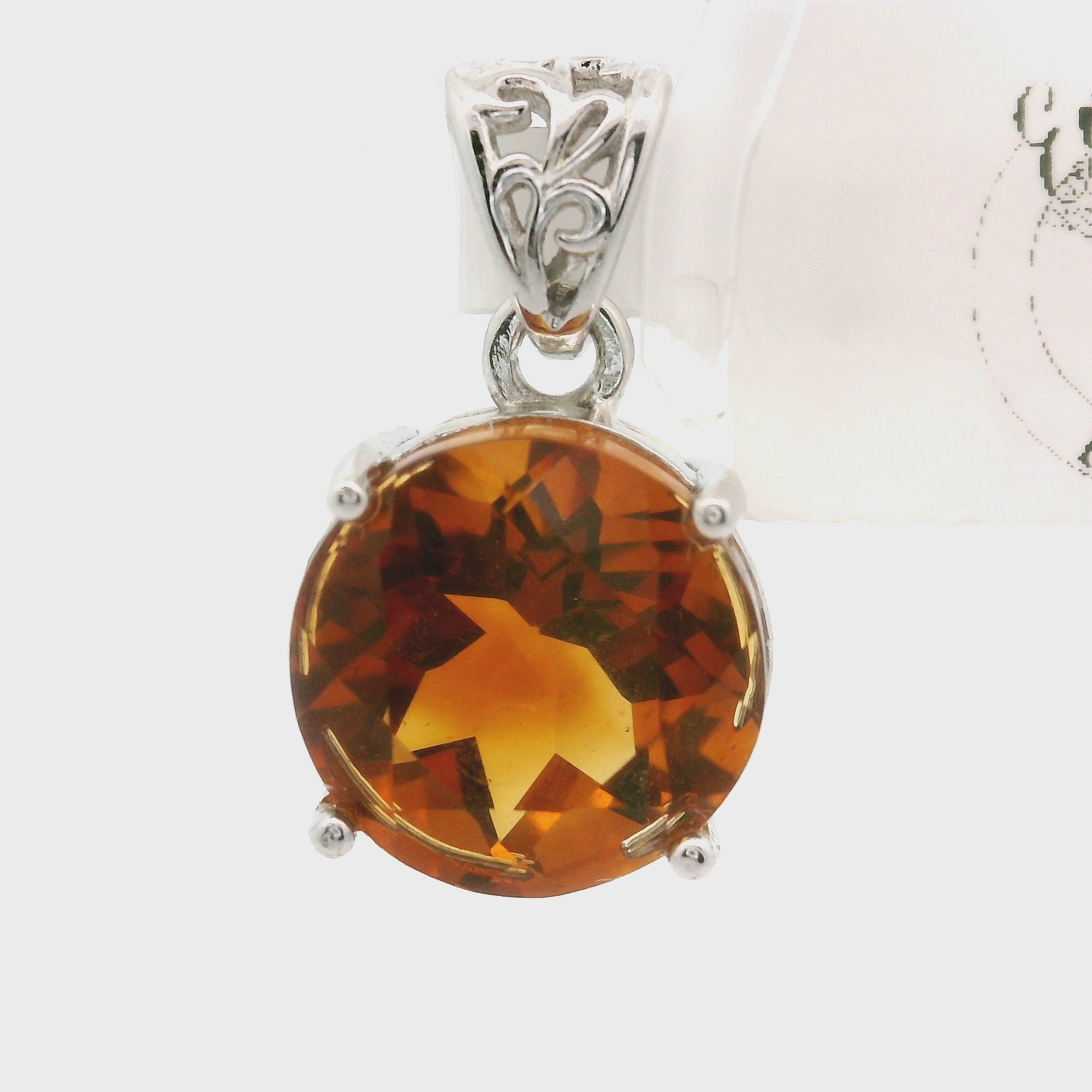 Citrine Radiant Cut Pendant .925 Silver for Abundance, Intuition, Luck and Protection