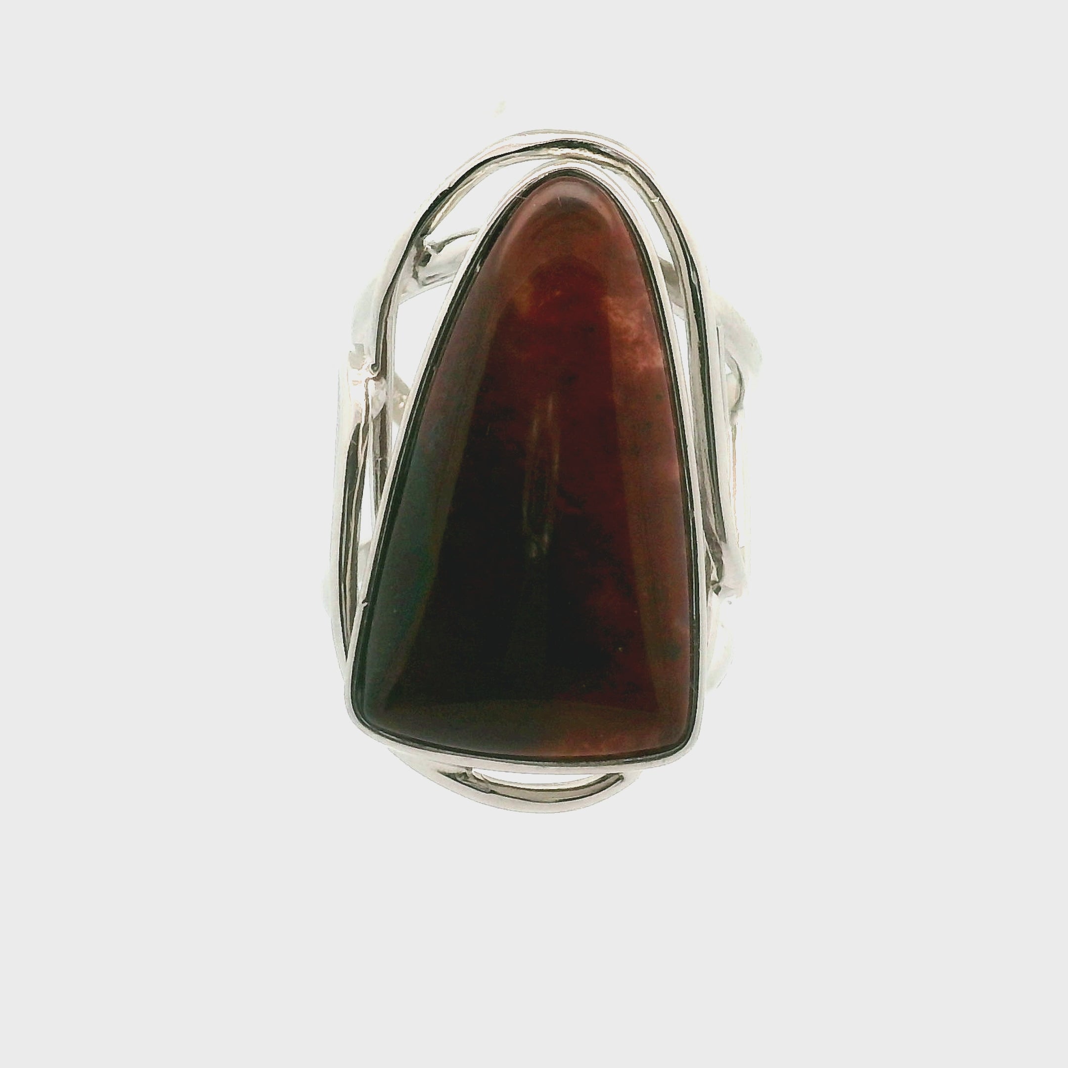 Red Flame Agate Cuff Ring 925 Silver for Passion, Vitality and Life Force Energy