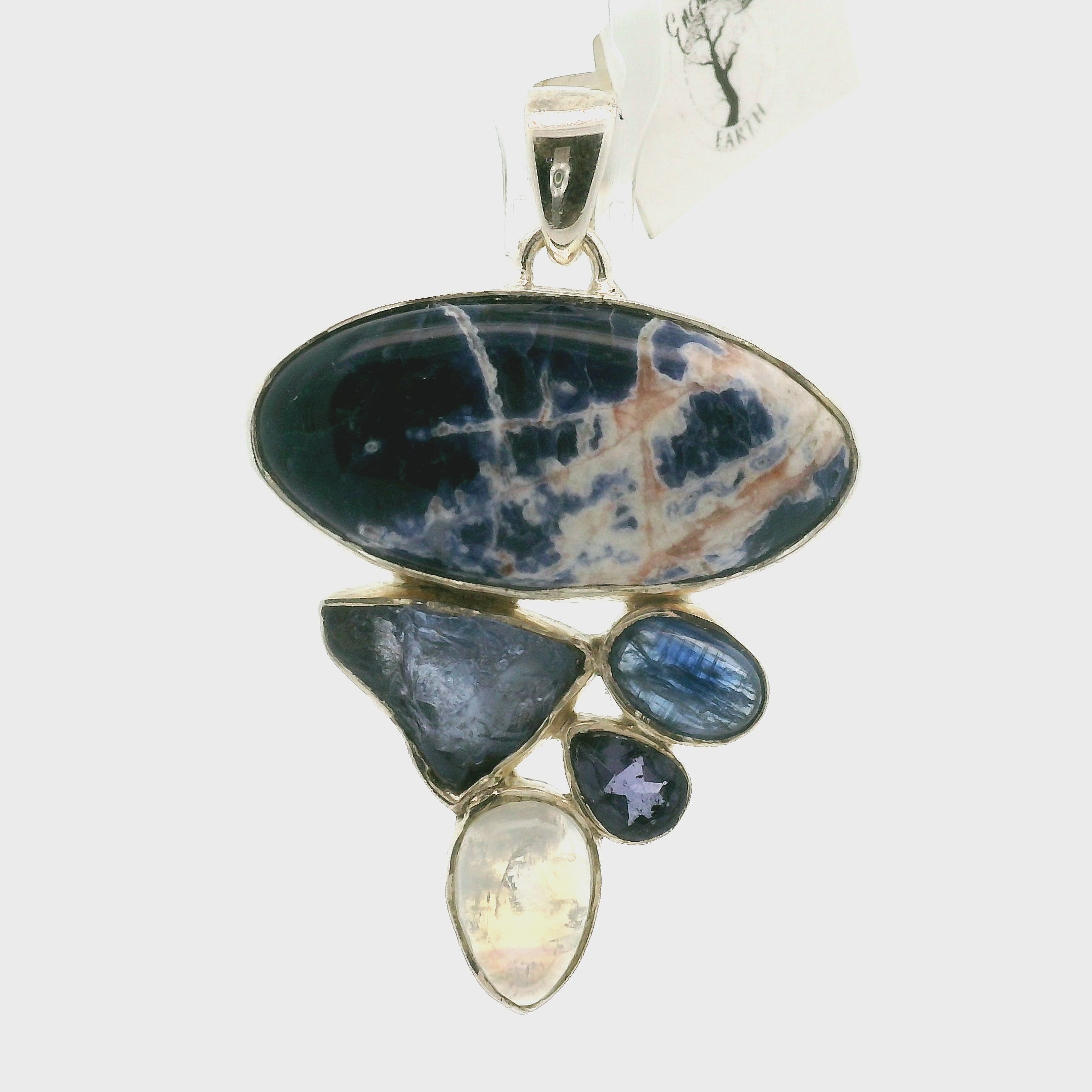 Sodalite Multi-Stone Pendant .925 Silver for Dream Recall and Relaxation
