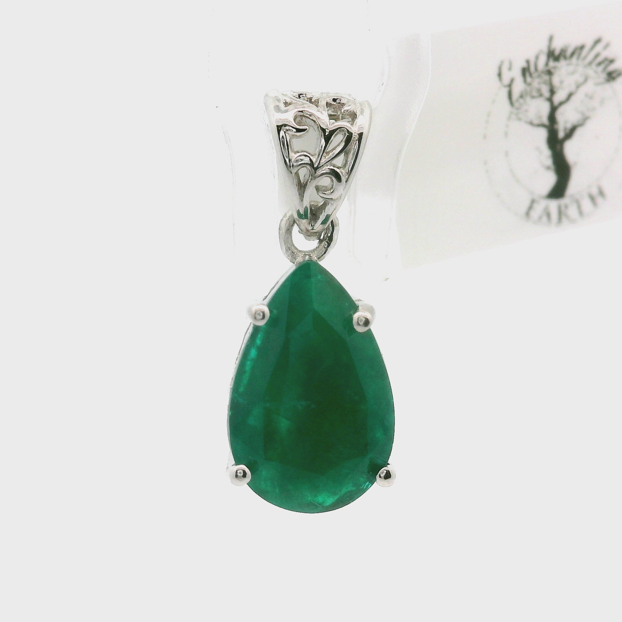 Dioptase Pendant in .925 Silver for Emotional Balance, Healthy Relationships and Love