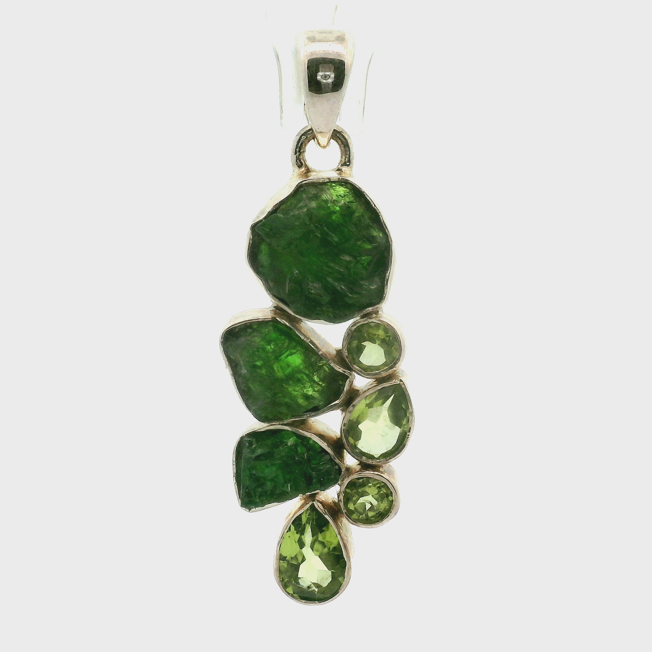 Chrome Diopside Multi-Stone Pendant .925 Silver for Embracing Love, Healing and Balance