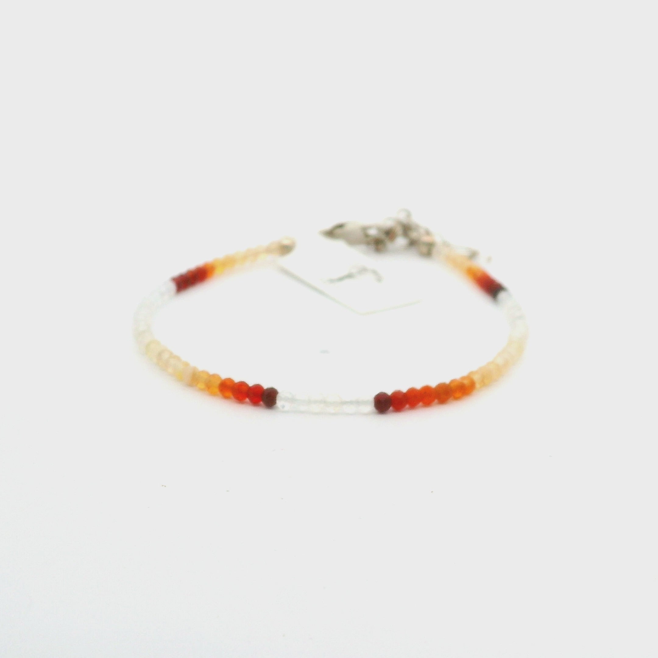 Fire Opal Micro Faceted Bracelet 925 Silver for Intimacy and Passion in Relationships