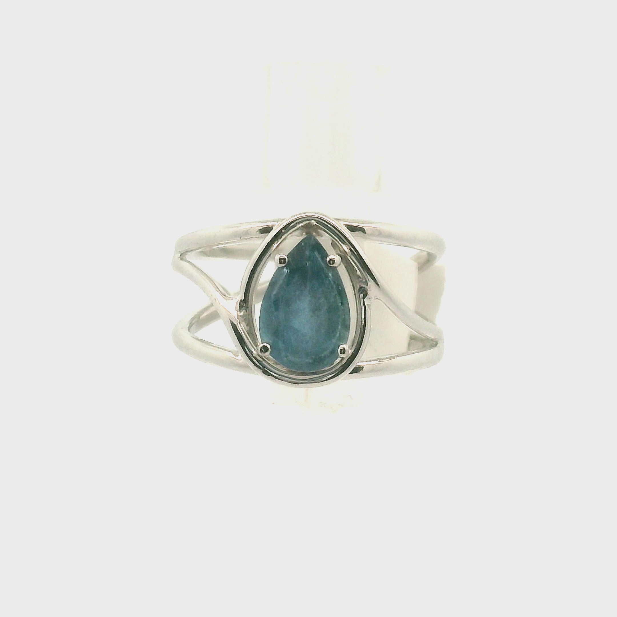 Santa Maria Aquamarine Faceted Midi Cuff Ring .925 Silver for Healing, Intention Setting and Manifesting your Desires