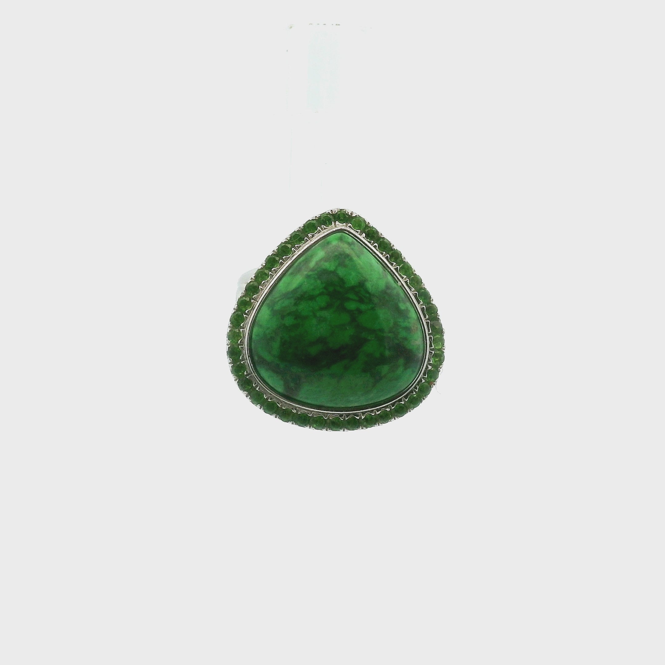 Maw Sit Sit with Chrome Diopside Pavé Cuff Ring .925 Silver for Attracting New Relationships and Opportunities