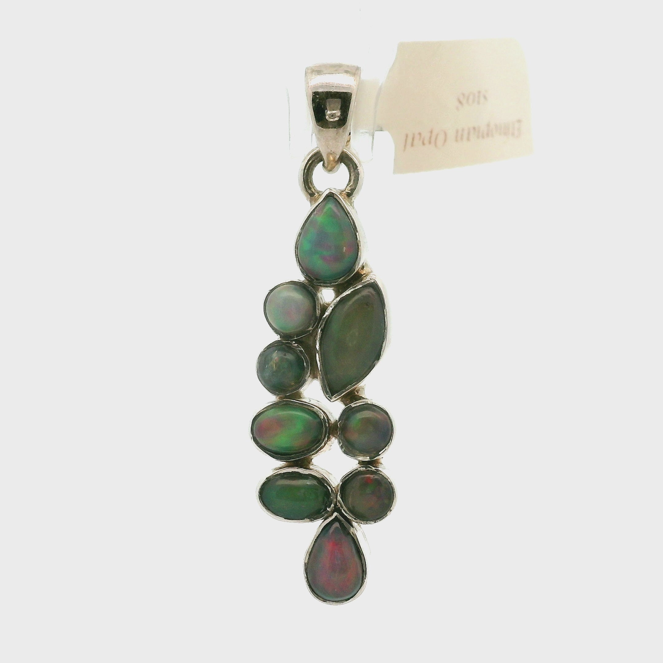 Ethiopian Opal Multi-Stone Pendants .925 Silver for Transformation and Aura Balancing