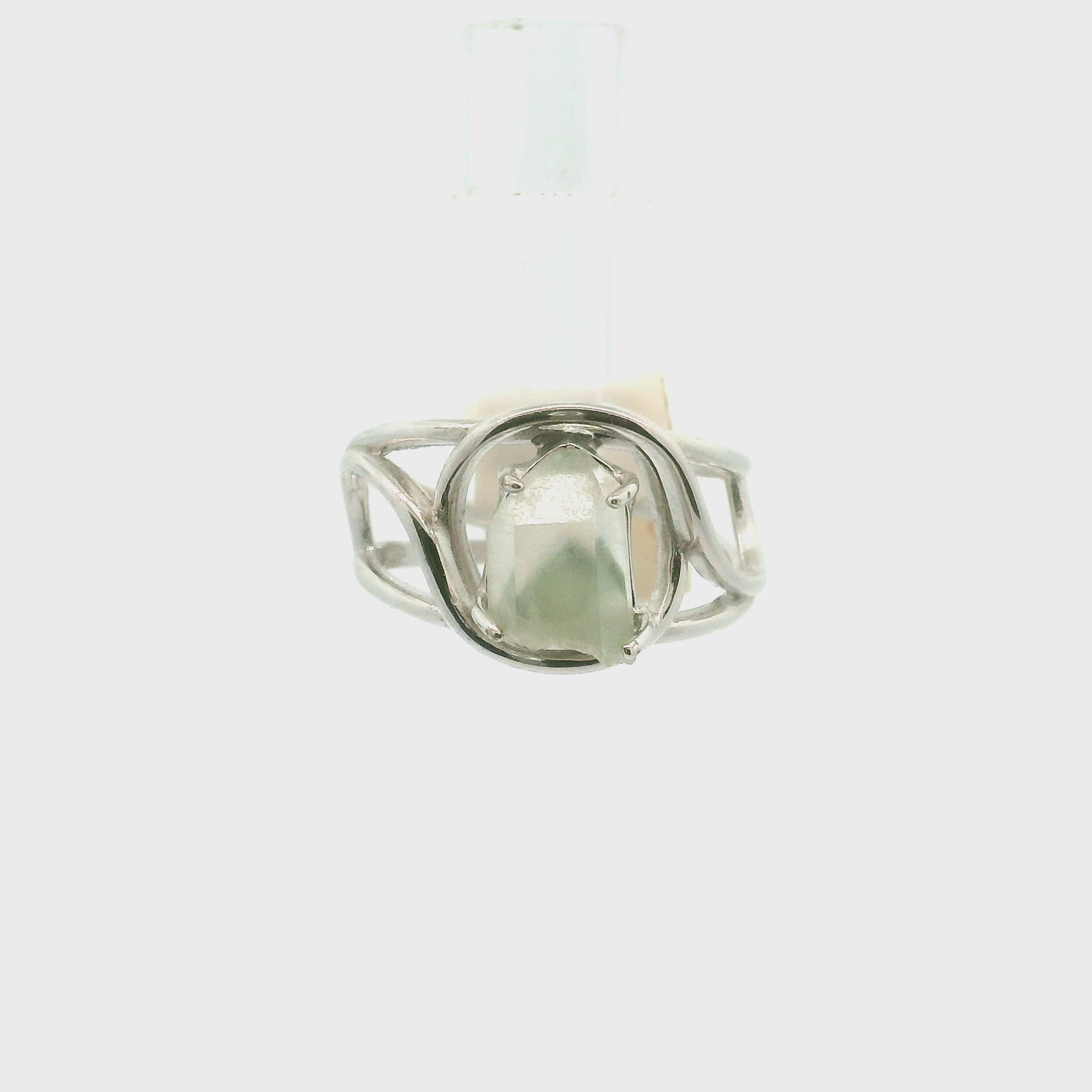 Fuschite Phantom Adjustable Cuff Ring .925 Silver for Emotional & Physical Healing