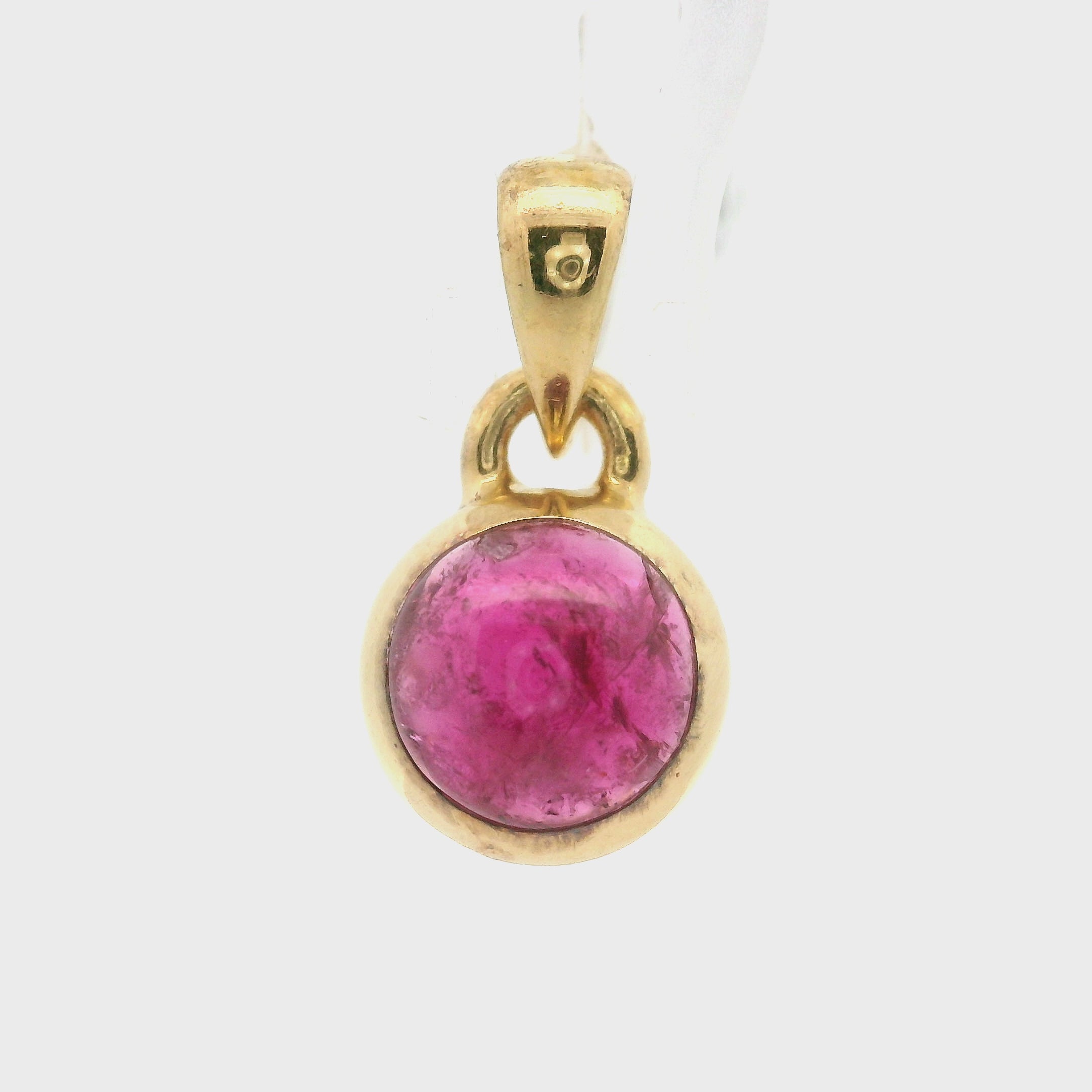 Pink Tourmaline Mini Pendant .925 Silver with Gold Plating for Removing Insecurities and Helping Inspire Creativity