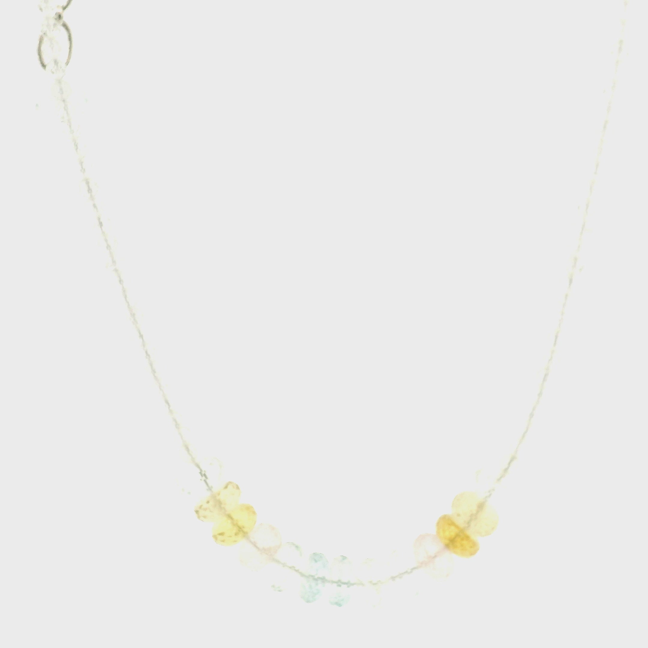 Aquamarine, Morganite & Heliodor Rondelle with White Topaz Micro Faceted Necklace 925 Silver for Joy, Love and Peace