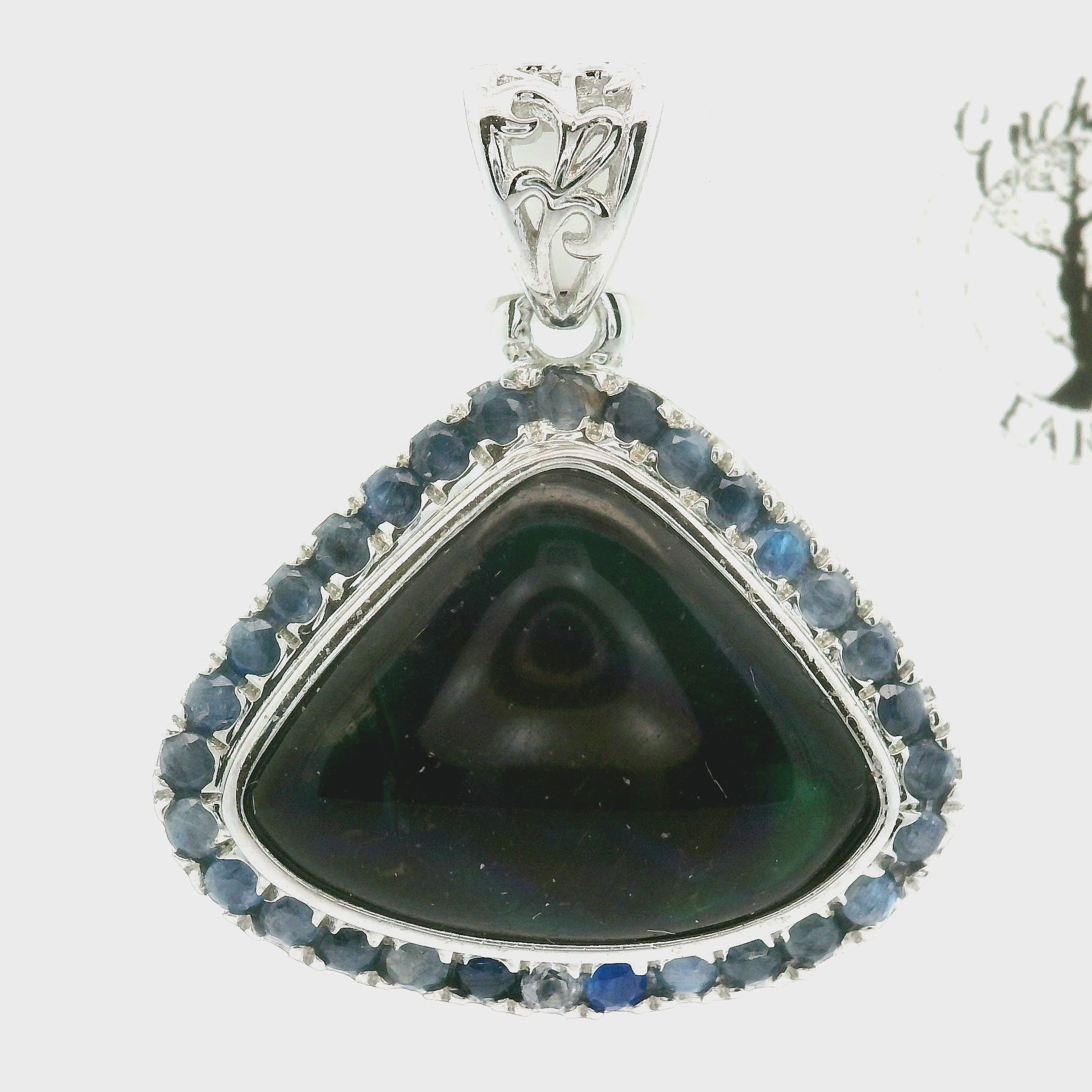 Ammolite Pavé Pendant .925 Silver for Transformation and Boosting your Life Force Energy