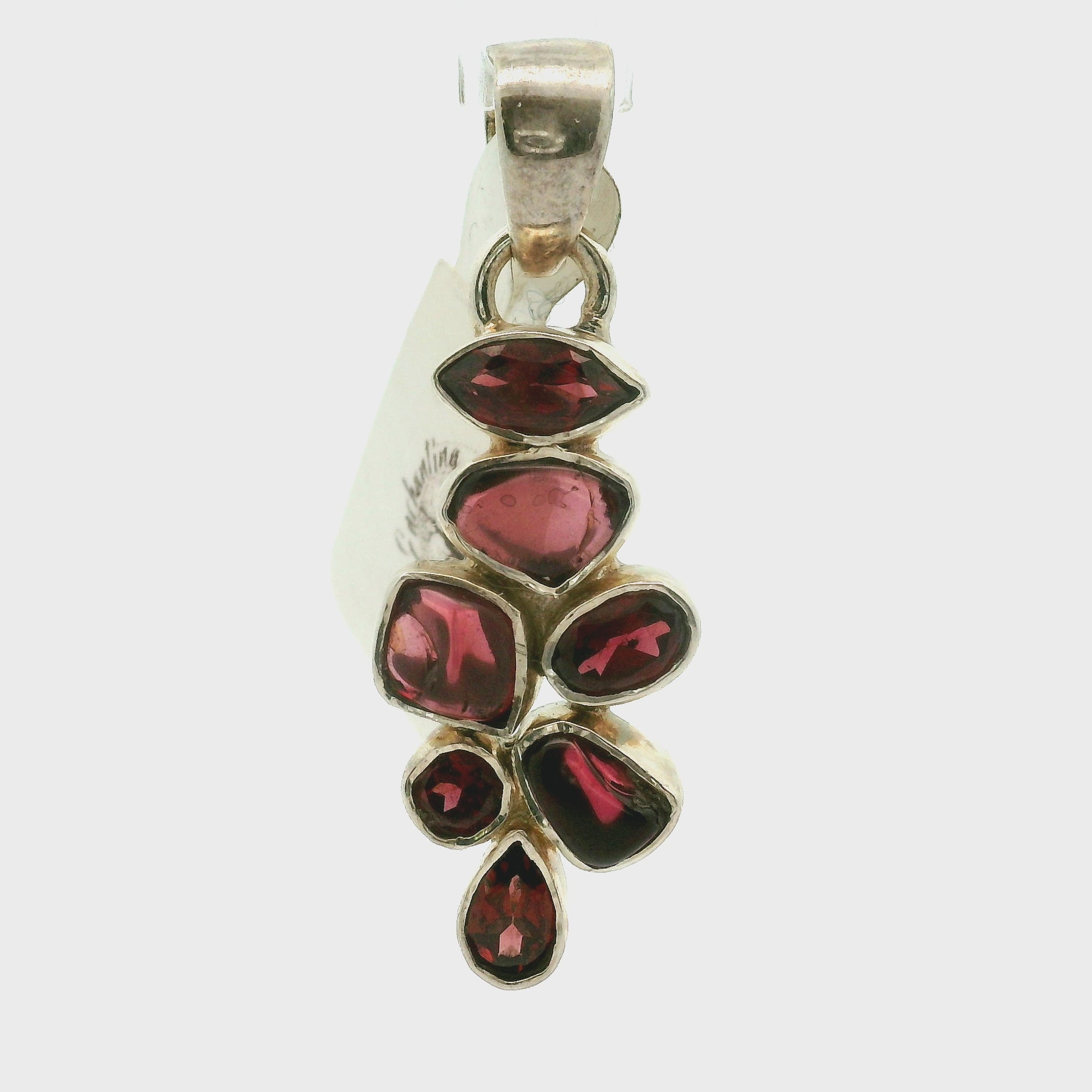 Multi-Stone Garnet Pendant .925 Silver for Health, Grounding and Strength