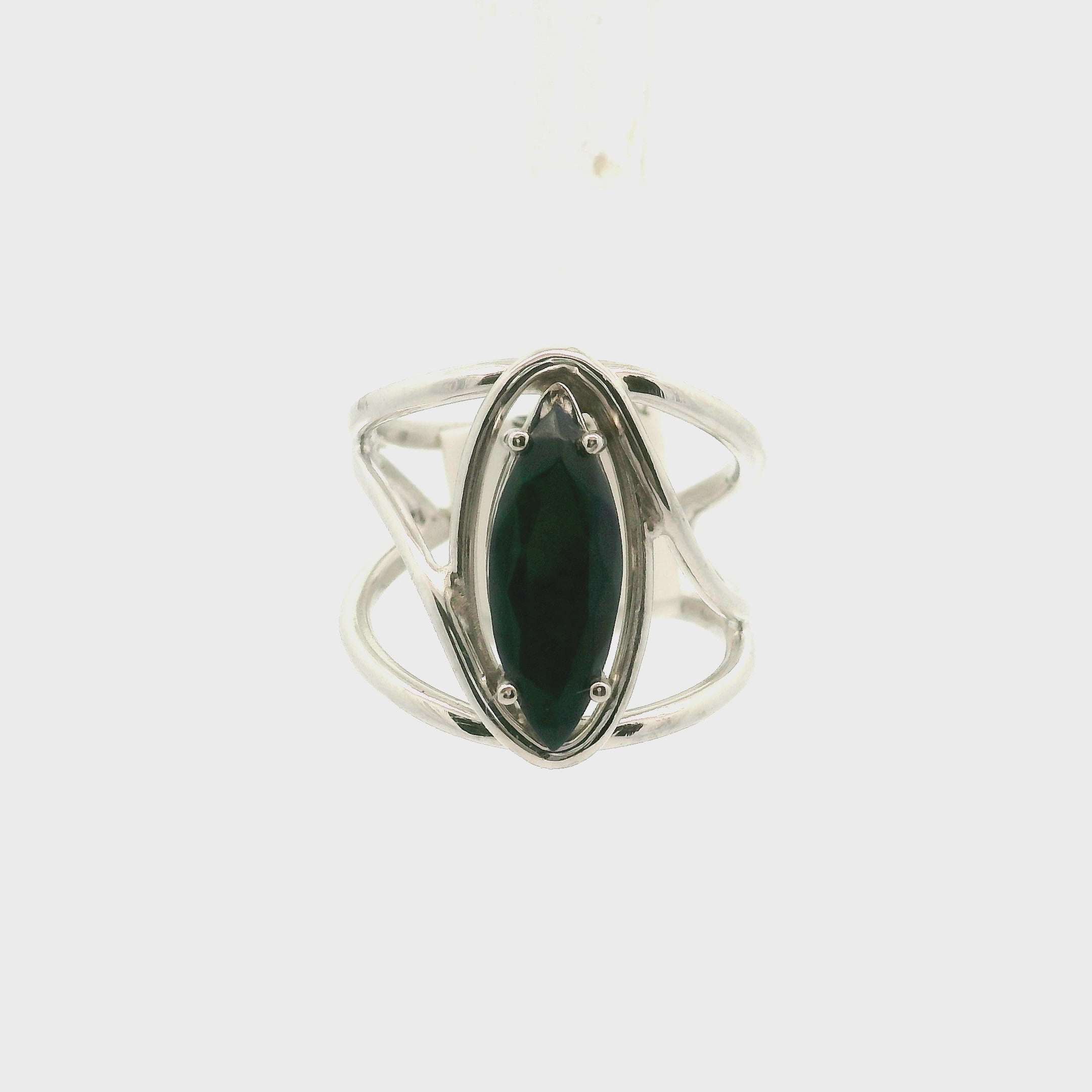 Black Opal (Heated) Cuff Ring .925 Silver for Good Luck, Protection and Joy