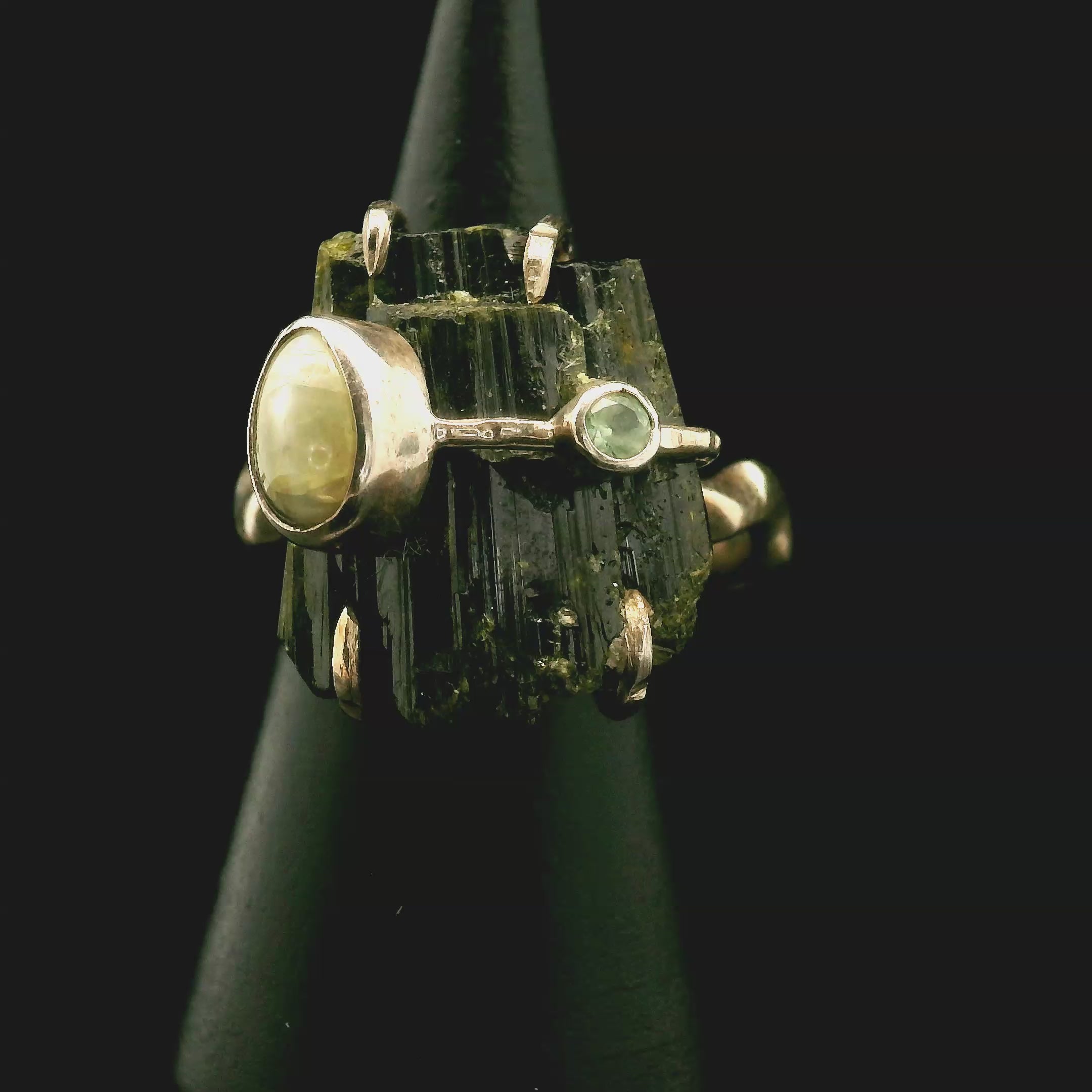 Black Tourmaline Ring .925 Silver for Protection and Energetic Purification