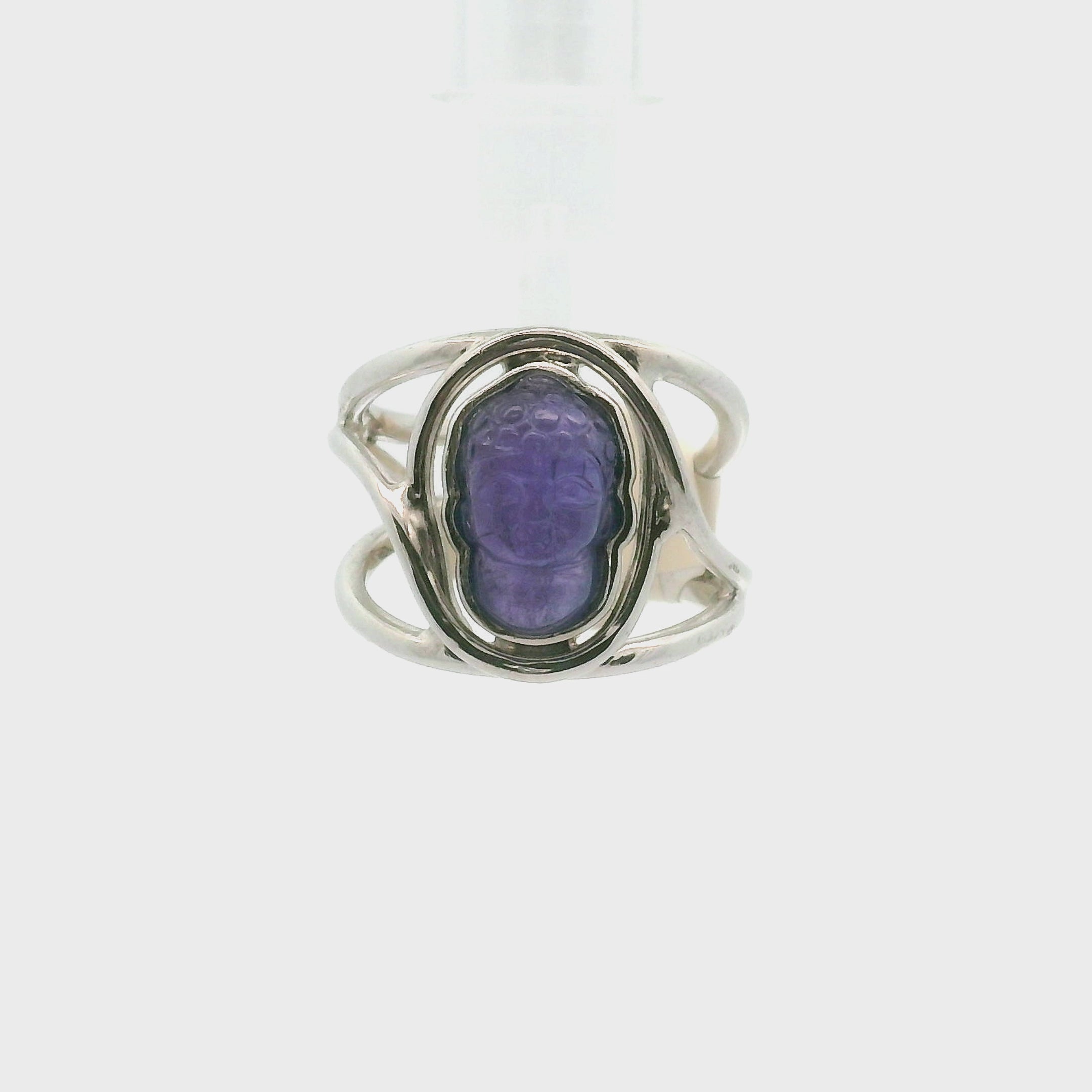 Tanzanite Buddha Ring .925 Silver for Spiritual Evolution