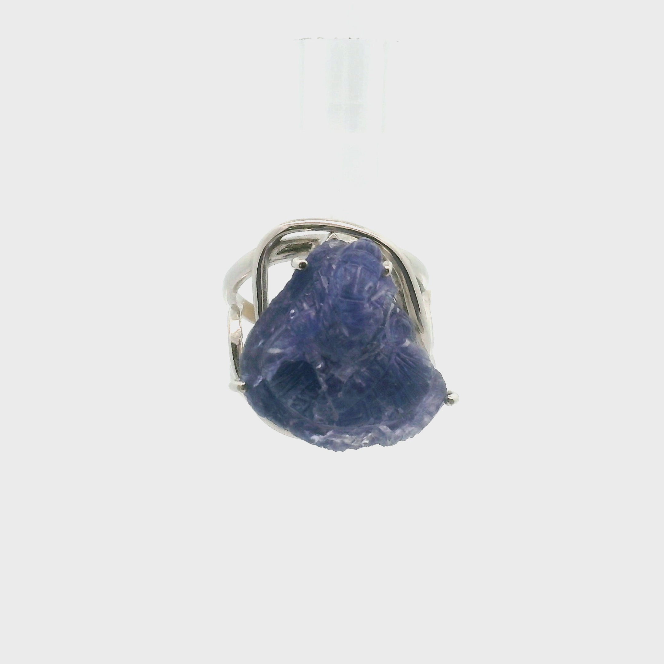 Tanzanite Ganesha Cuff Ring .925 Silver for Spiritual Evolution