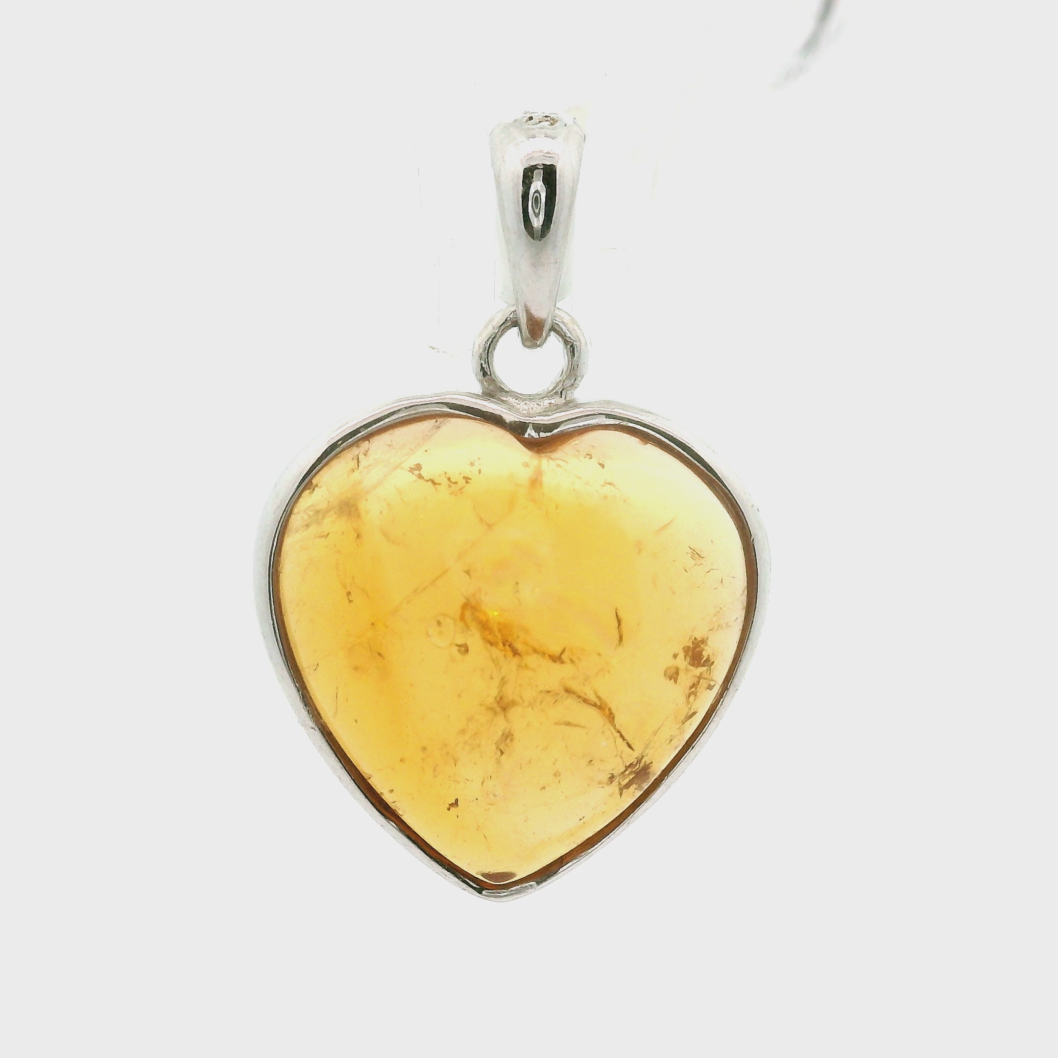 Yellow Tourmaline Heart Pendant .925 Silver for Awareness, Communication and Meditation
