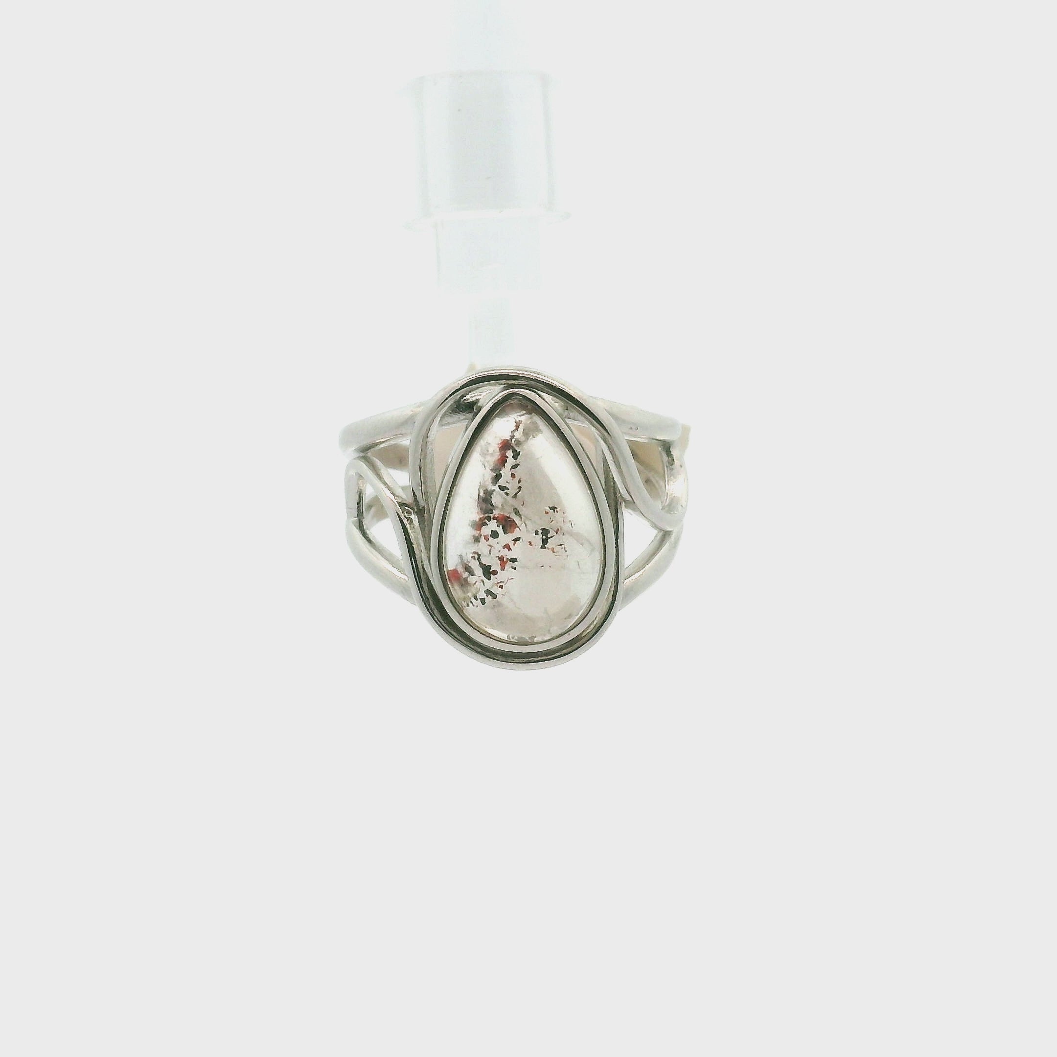 Rose Quartz Geothite Drop Cuff Ring .925 Silver for Compassion and Self Love