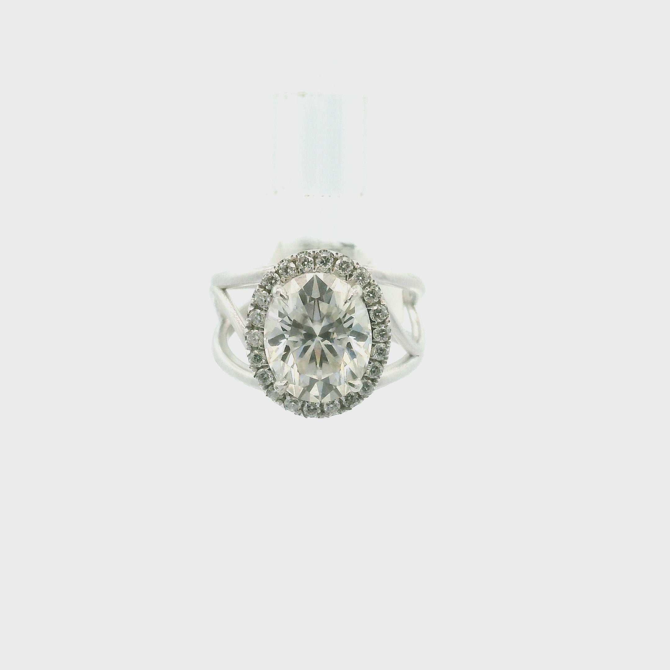 White Moissanite Pavé Cuff Ring .925 Silver for Enlightenment, Inner Peace & Spiritual Transformation