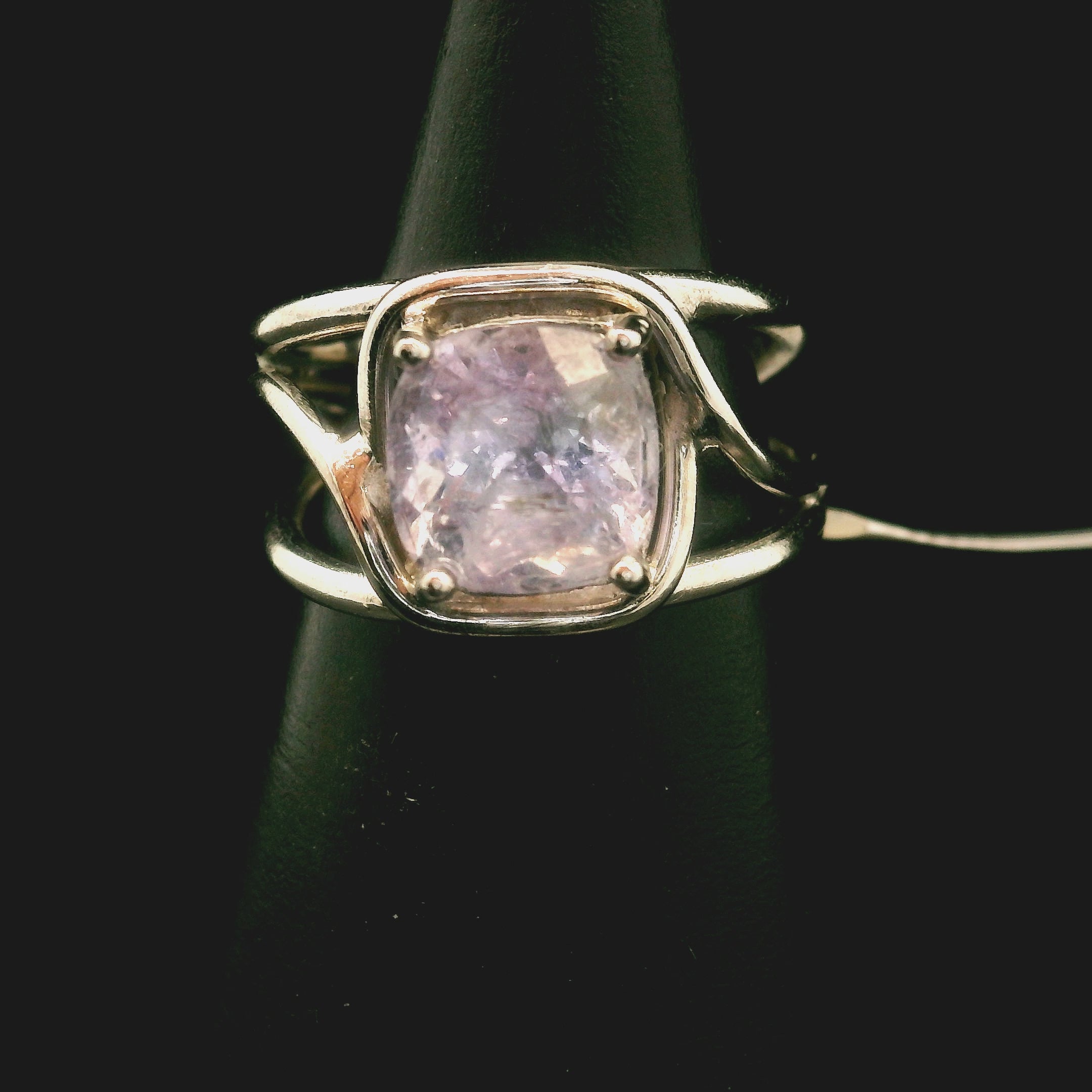 Purple Apatite Cuff Ring .925 Silver for Connection with Angels, Ancestors and Spirit Guides
