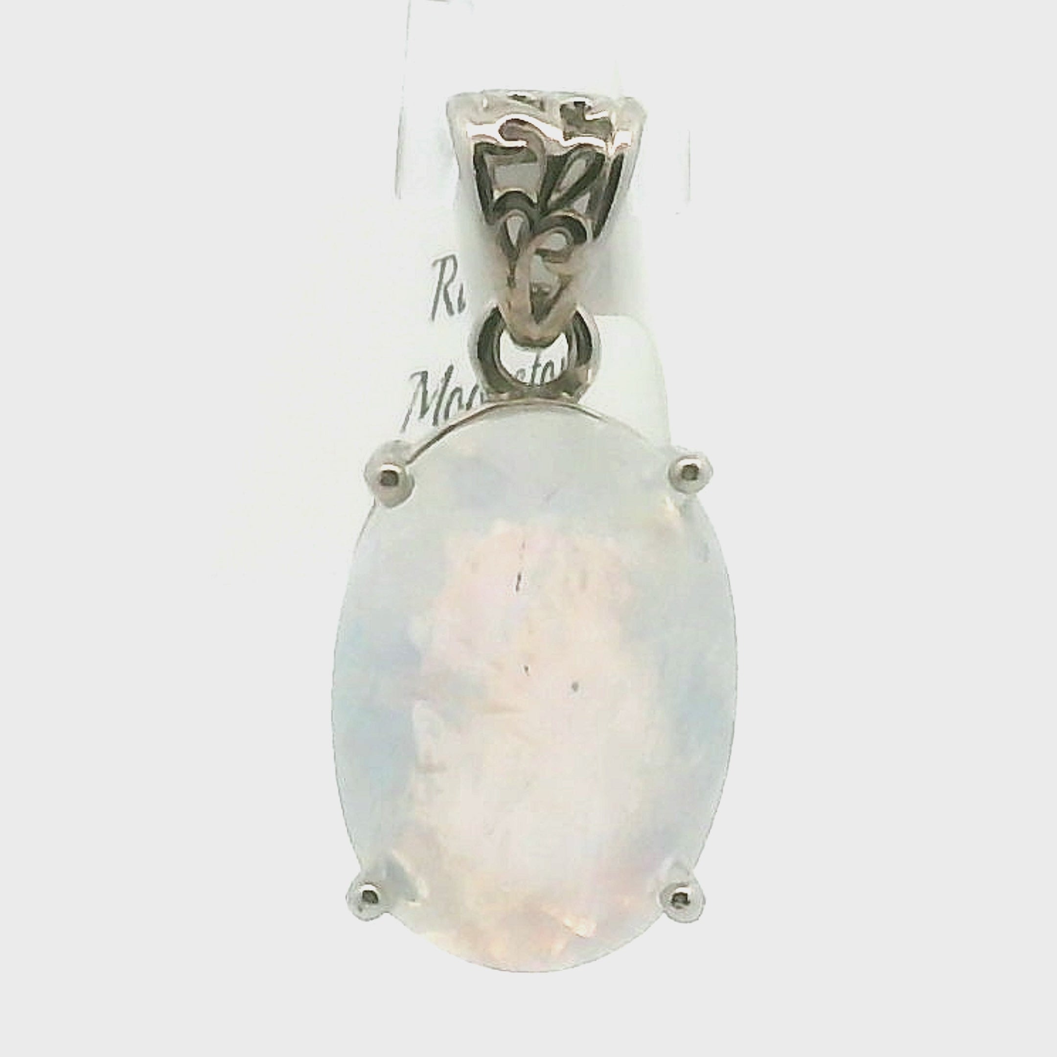 Rainbow Moonstone Pendant .925 Silver for Protection, Manifestation and Divine Feminine Energy