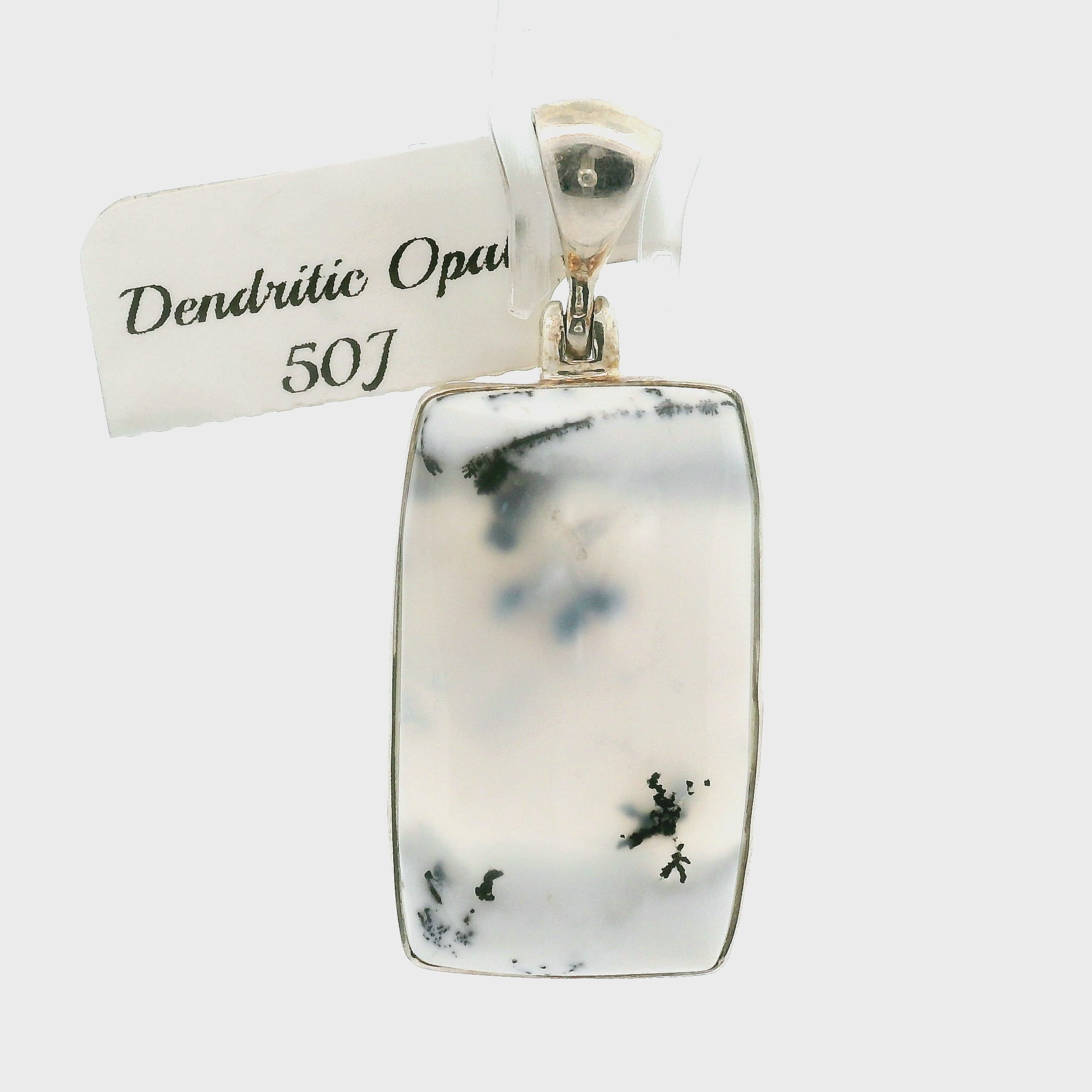 Dendritic Opal Moon Pendant .925 Sterling Silver for Inspiration and Spiritual Communication