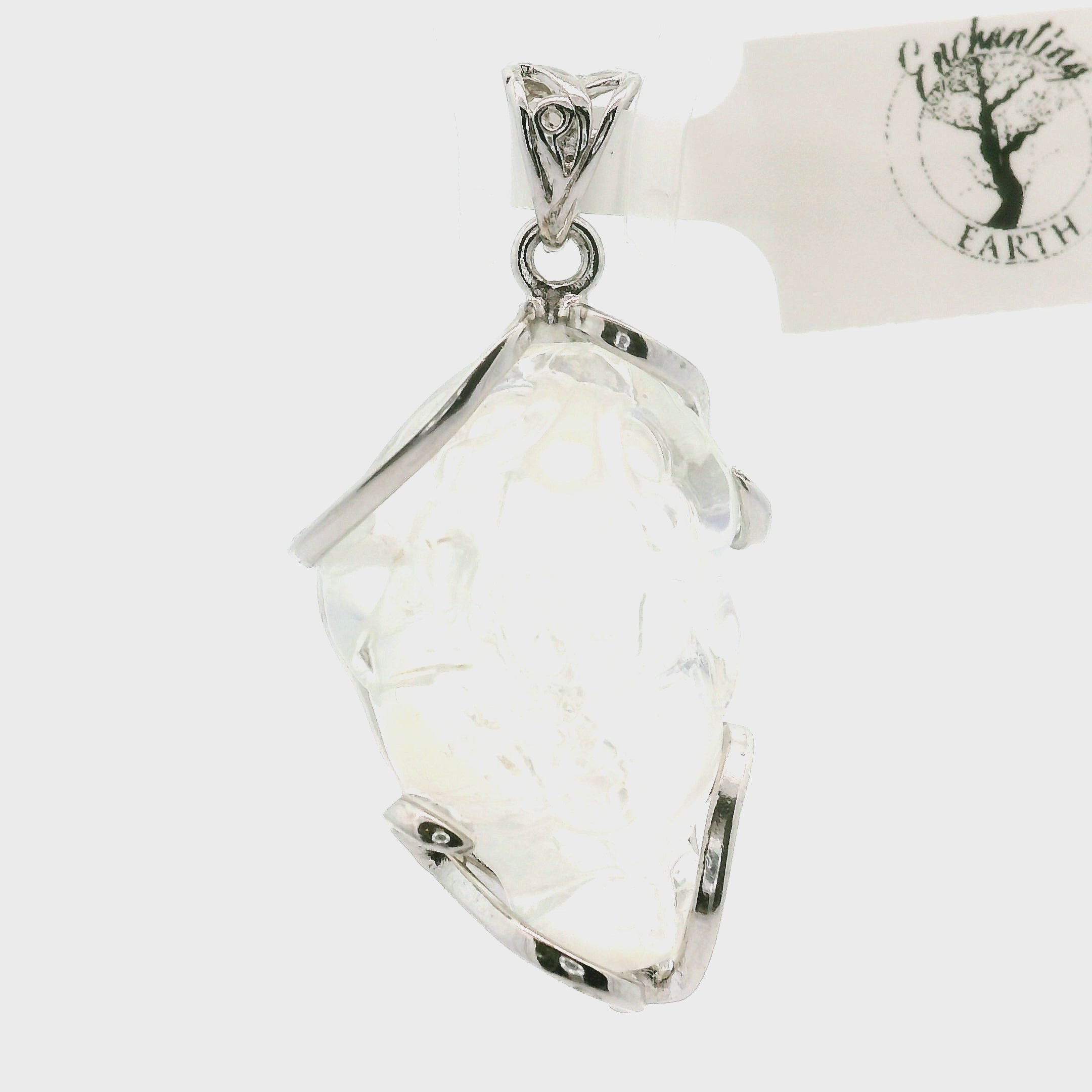 Malagasy Moonstone Money Toad Pendant .925 Sterling Silver for Spiritual Transformation and Inner Peace
