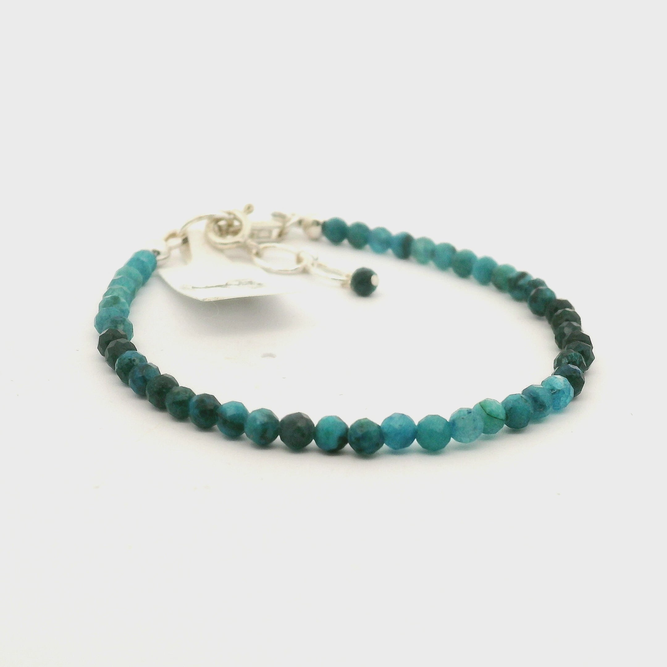 Chrysocolla Faceted Bracelet 925 Silver for Clear and Conscious Communication