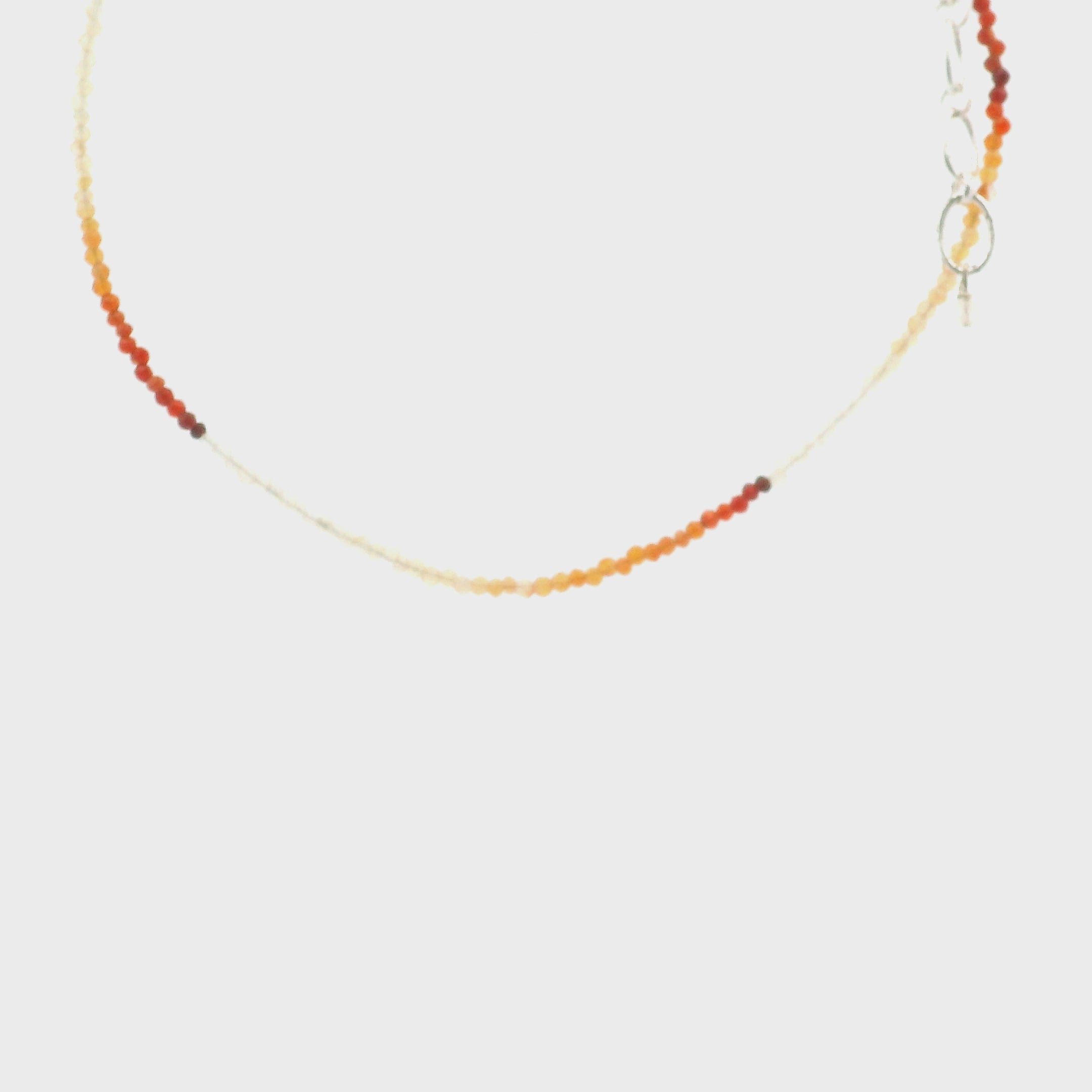 Fire Opal Micro Faceted Necklace 925 Silver for Intimacy and Passion in Relationships
