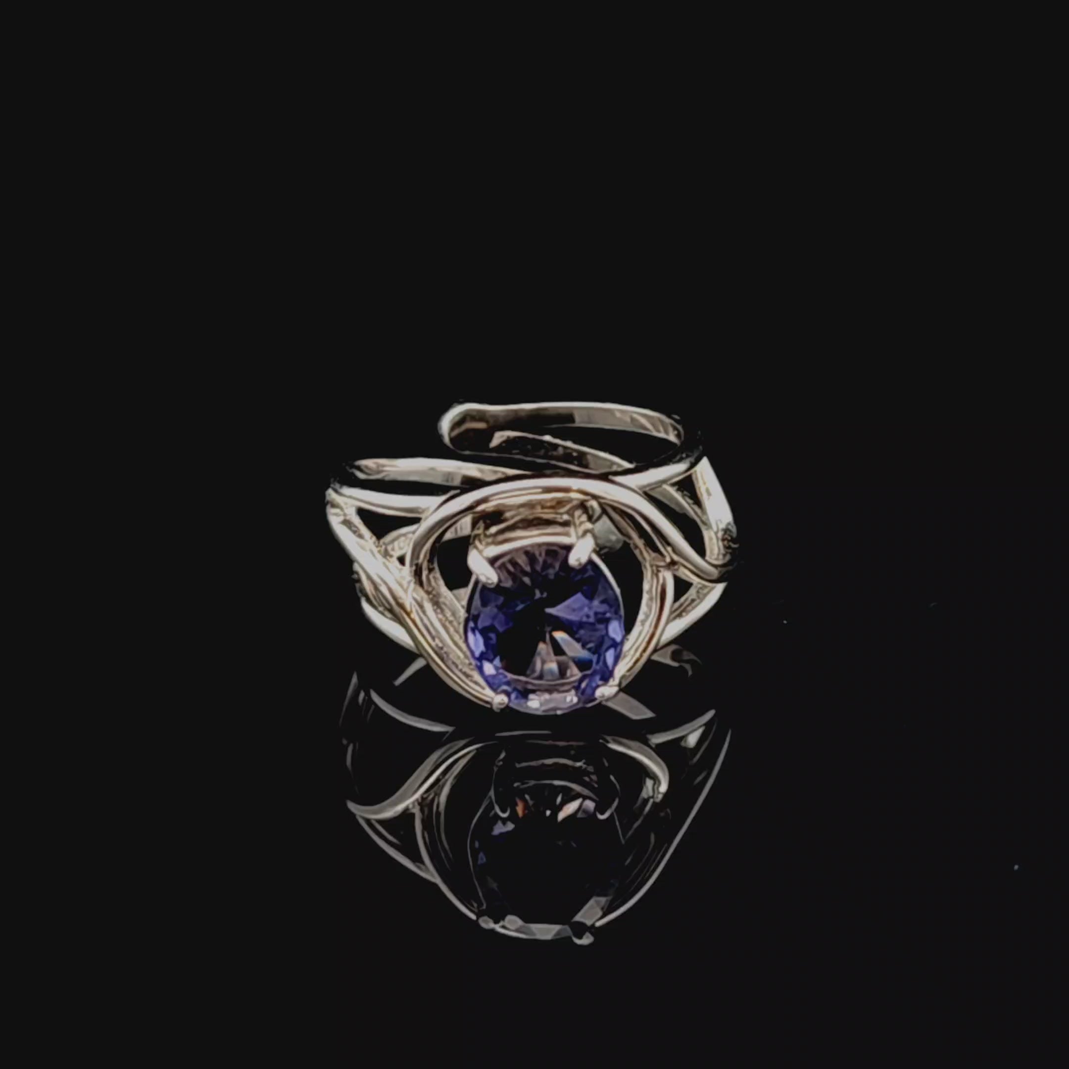 Iolite Adjustable Finger Cuff Ring .925 Silver (Gem Grade) for Intuition, Divination and Wisdom