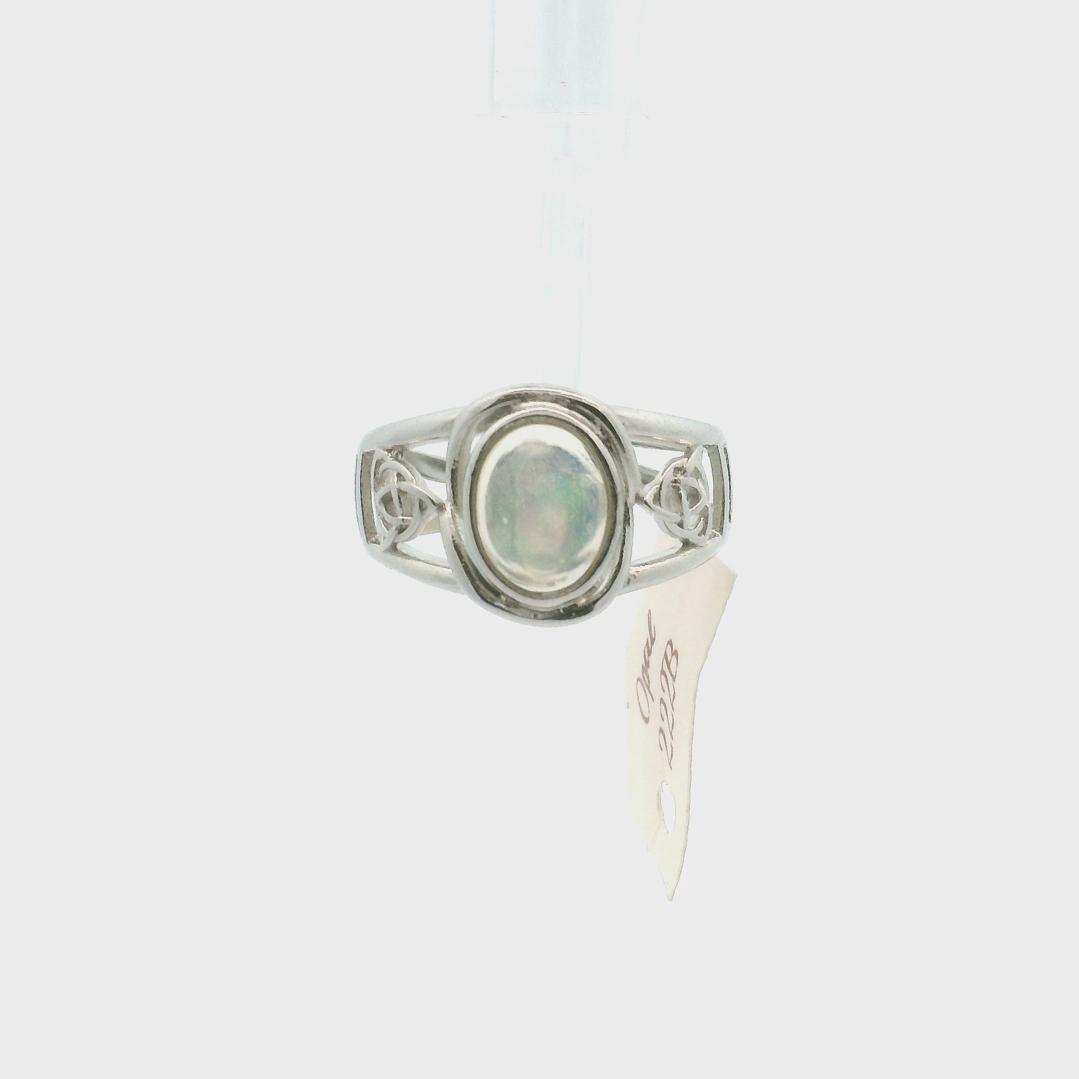 Ethiopian Opal Triquerta Cuff Ring .925 Sterling Silver for Manifesting, Joy and Transformation